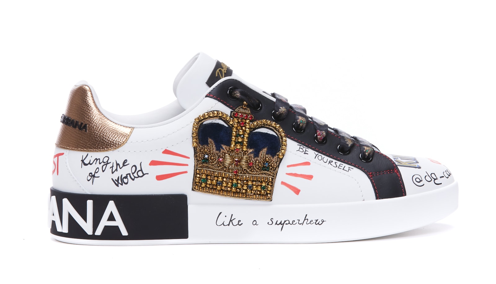 Shop Dolce & Gabbana Portofino Sneakers With Patch And Embroidery In White