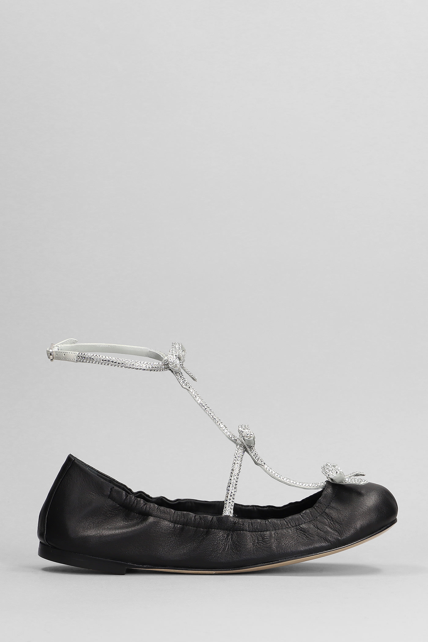 René Caovilla Caterina Ballet Flats In Black Leather