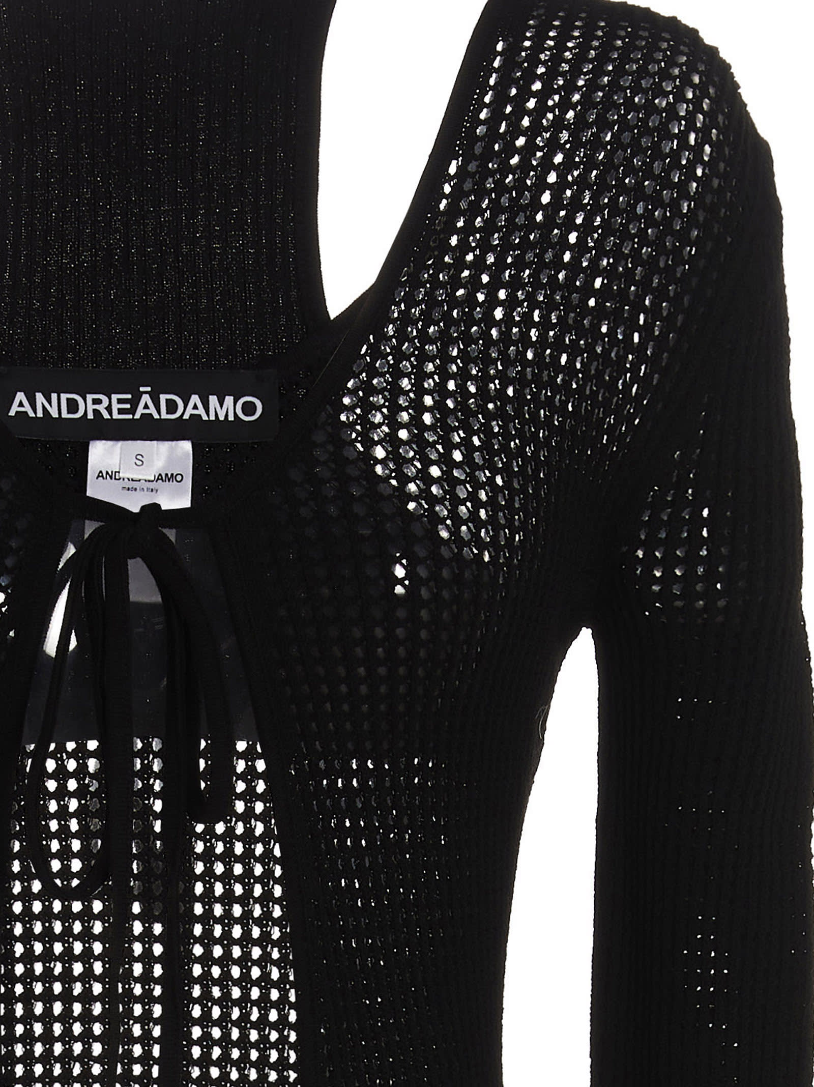Shop Andreädamo Openwork Long Cardigan In Black