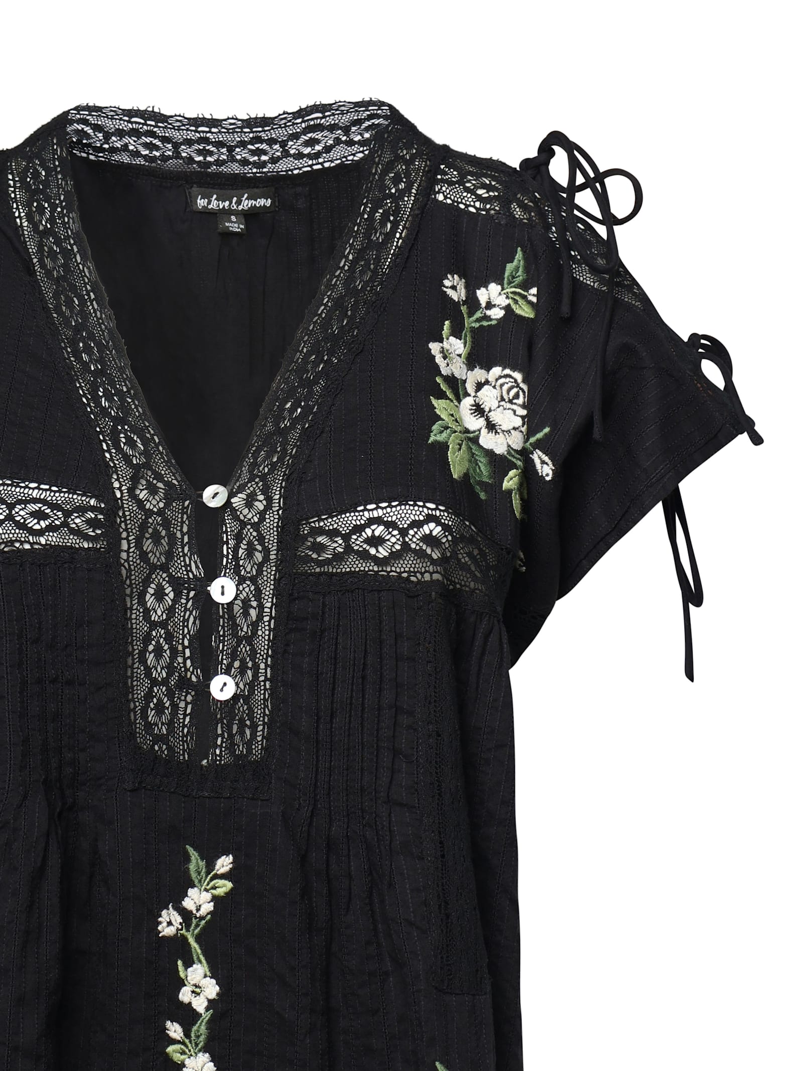 For Love & Lemons Jolene Embroidered Mini Dress In Black