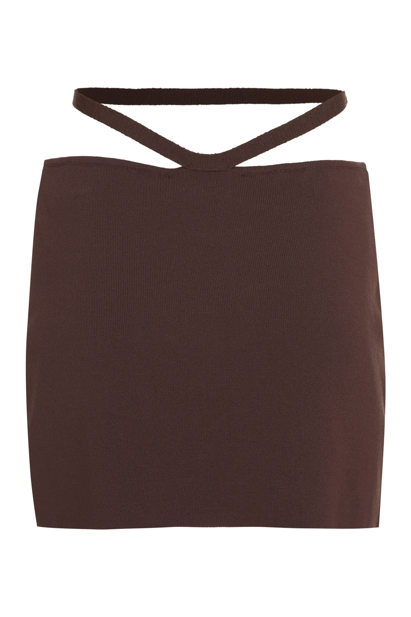 Shop Andreädamo Knitted Mini Skirt In Brown