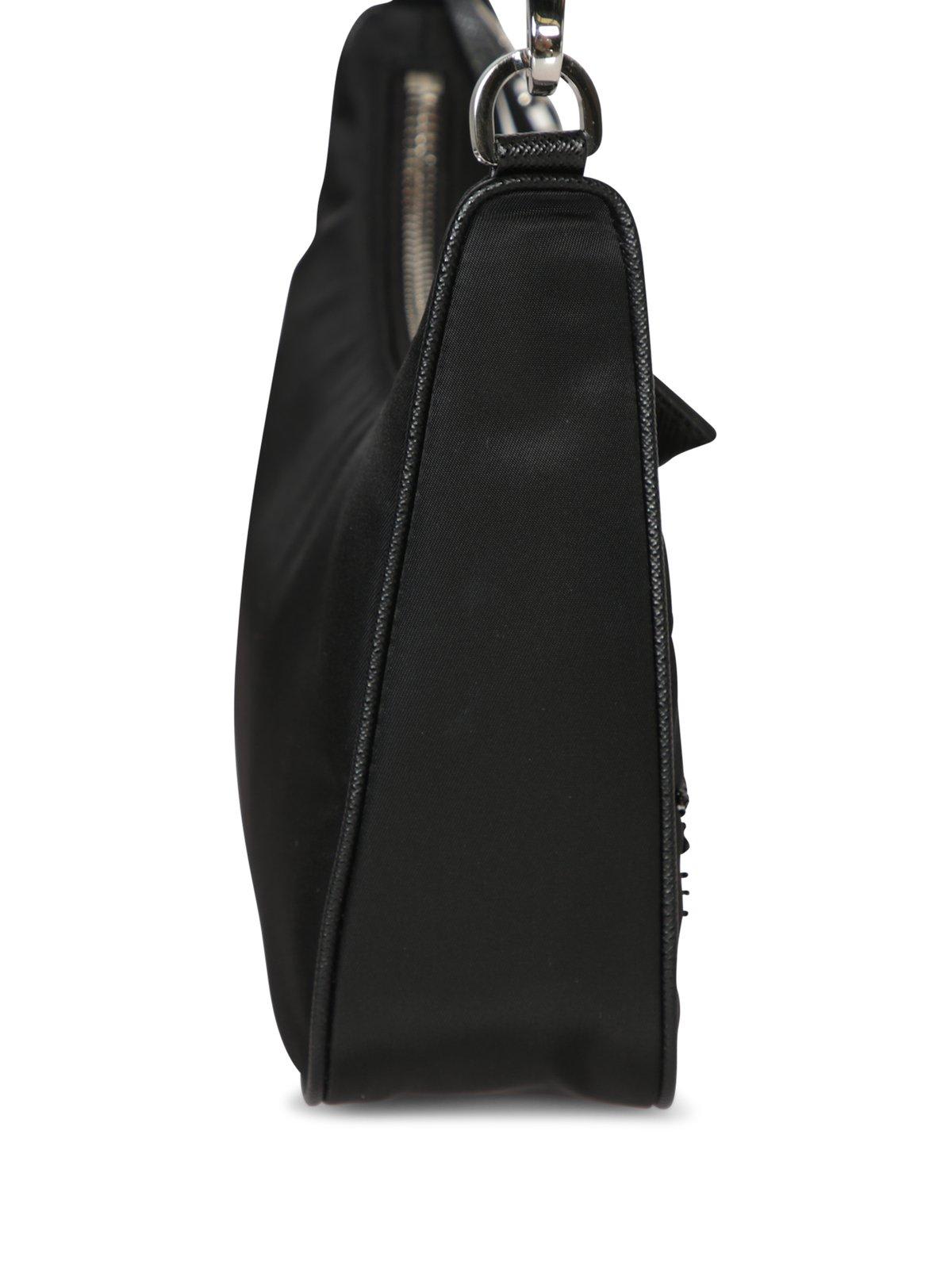 Prada Embellished Zipped Shoulder Bag In Black