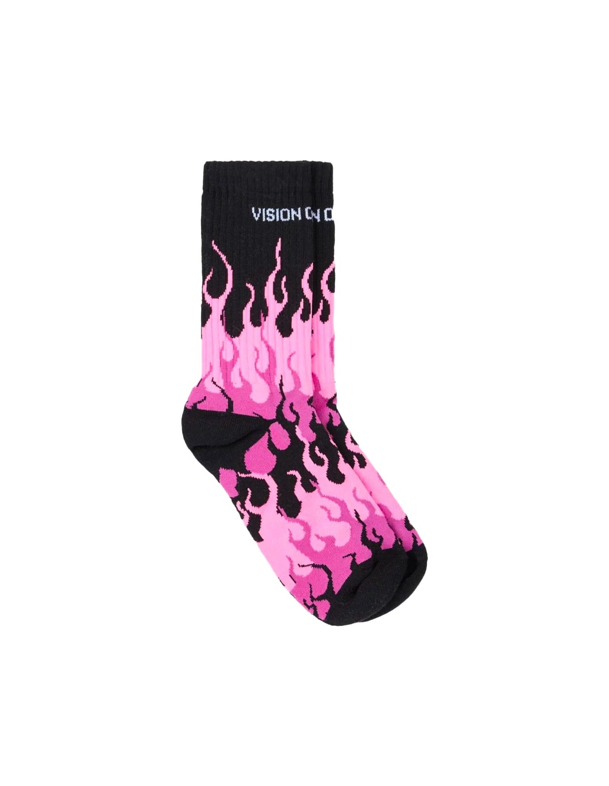 Black Socks With Triple Fuchsia Flame
