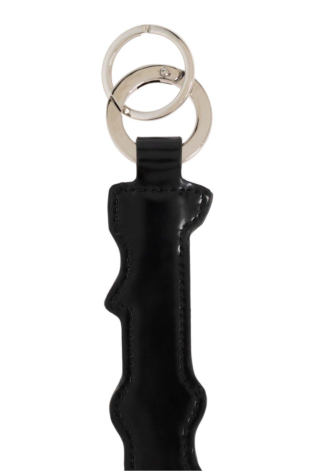 Palm Angels Logo-embossed Key Ring In Black/white