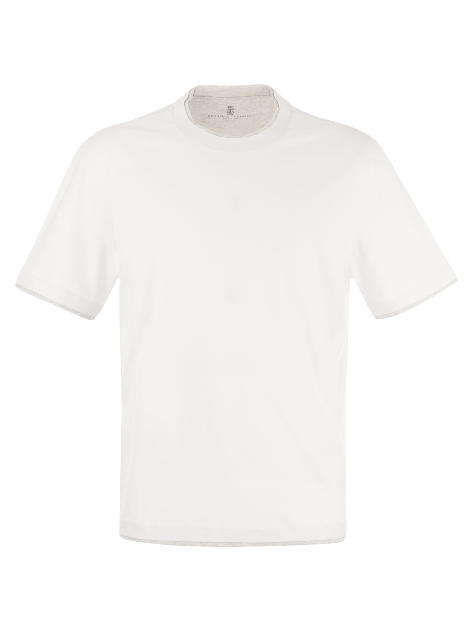 Shop Brunello Cucinelli Slim Fit Crew-neck T-shirt In Lightweight Cotton Jersey In White