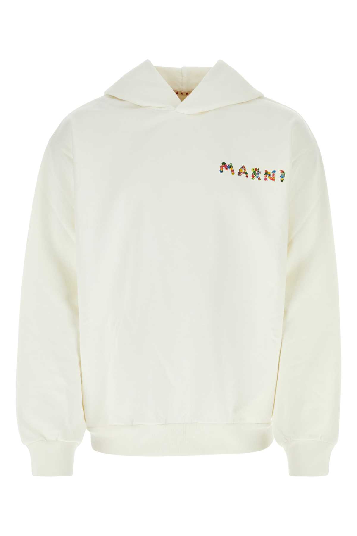 Shop Marni White Cotton Sweatshirt In Naturalwhite
