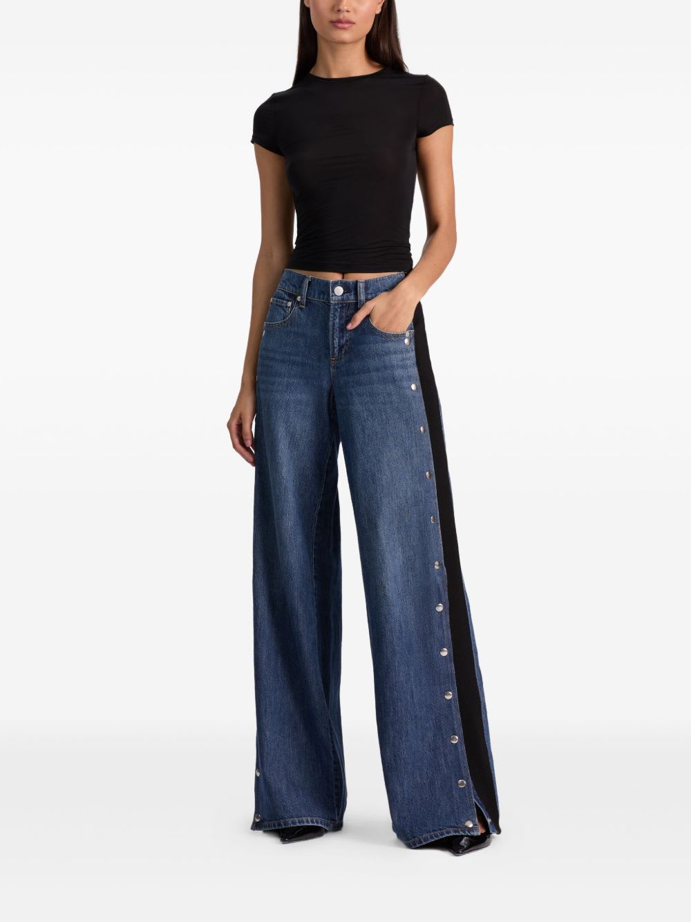 Alice And Olivia Flared Leg Denim Jeans In Blue