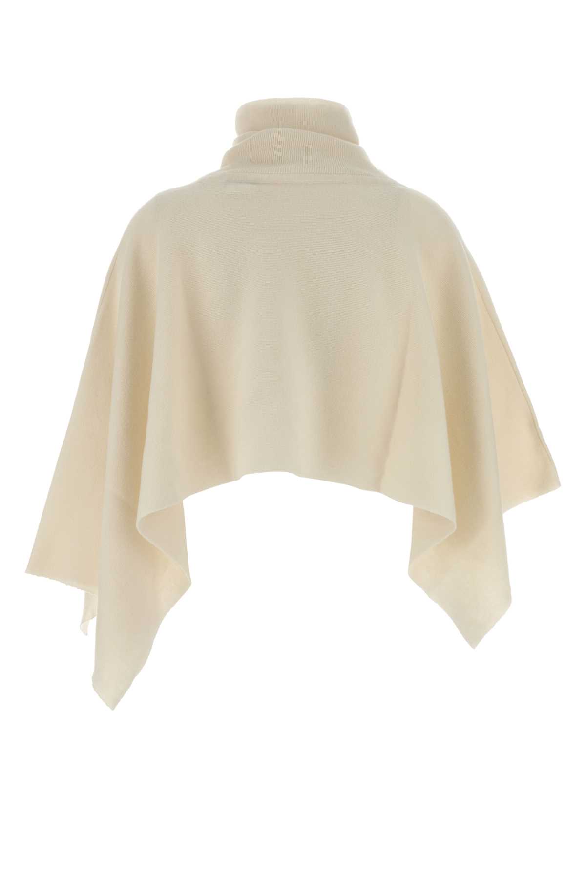 Magda Butrym Turtleneck Wool Cape In White
