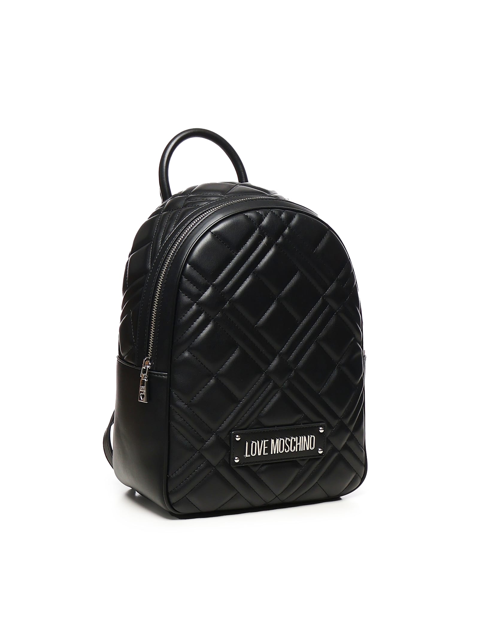 Love Moschino Quilted Backpack With Logo In Black