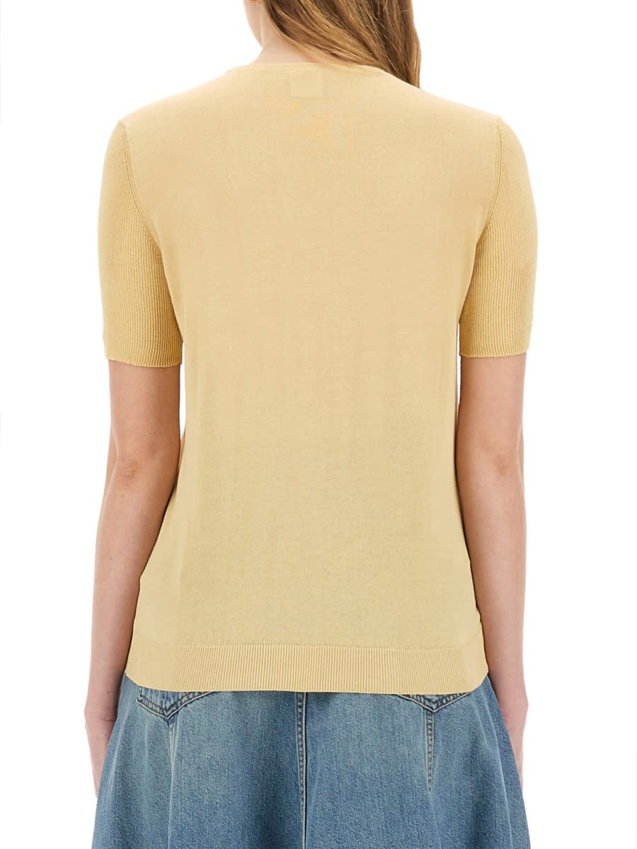 Paul Smith Womens Knitted Short Sleeves Top Crewneck In Lemon