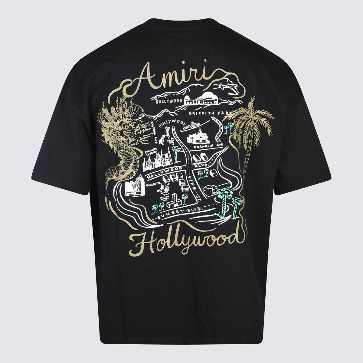 Amiri Mens Black Hollywood Oversized Cotton-jersey T-shirt Xl In Black