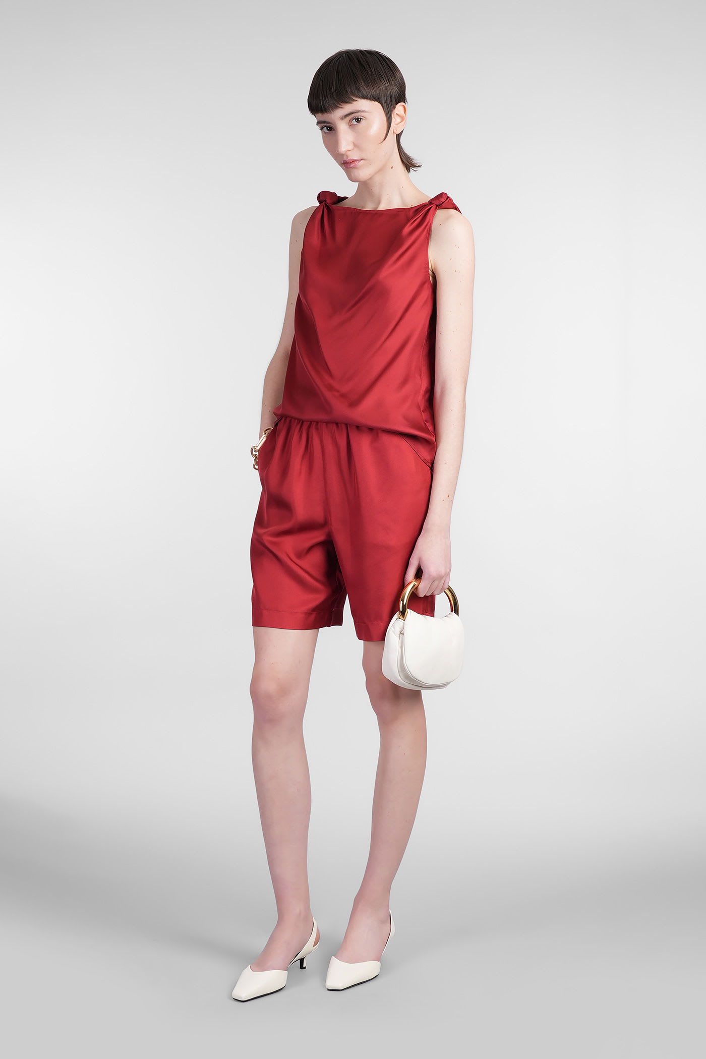 LOULOU STUDIO ZINIA SHORTS IN RED SILK