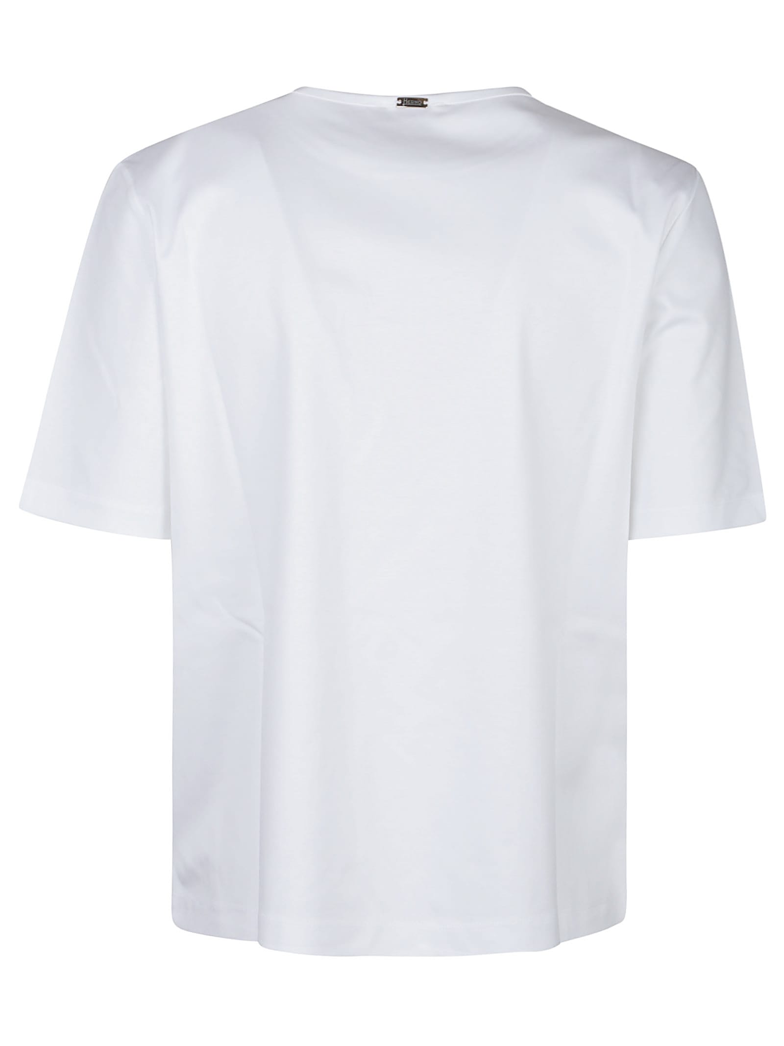 Herno Crewneck Short Sleeves Round Neck Button Embellishments In White