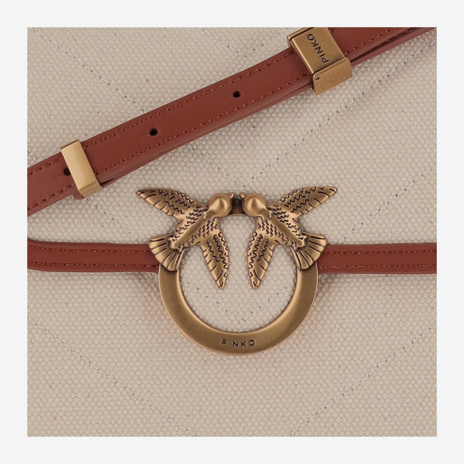 Pinko Love Bag Square Canvas And Leather Handbag