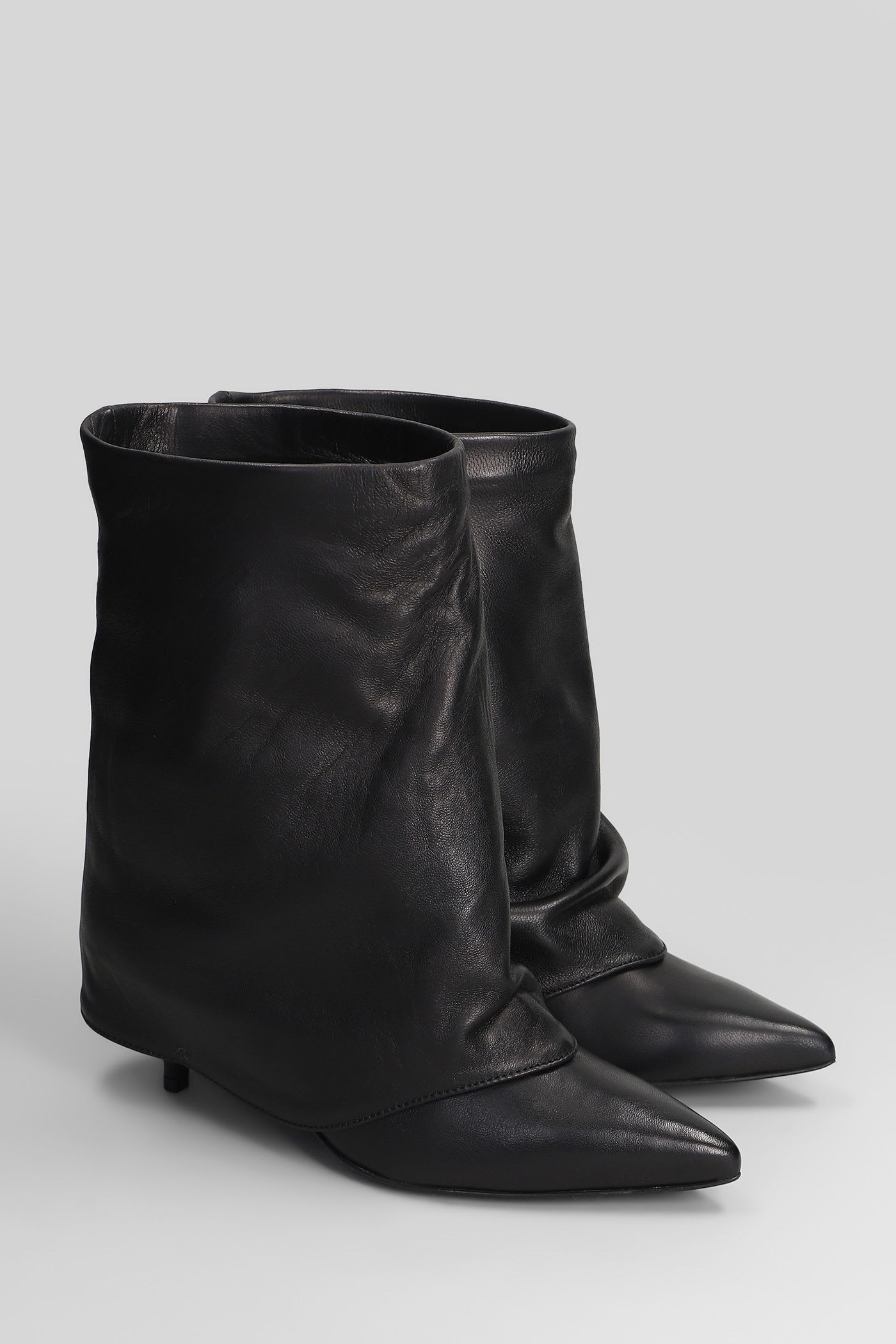 Alchimia High Heels Ankle Boots In Black Leather In Black