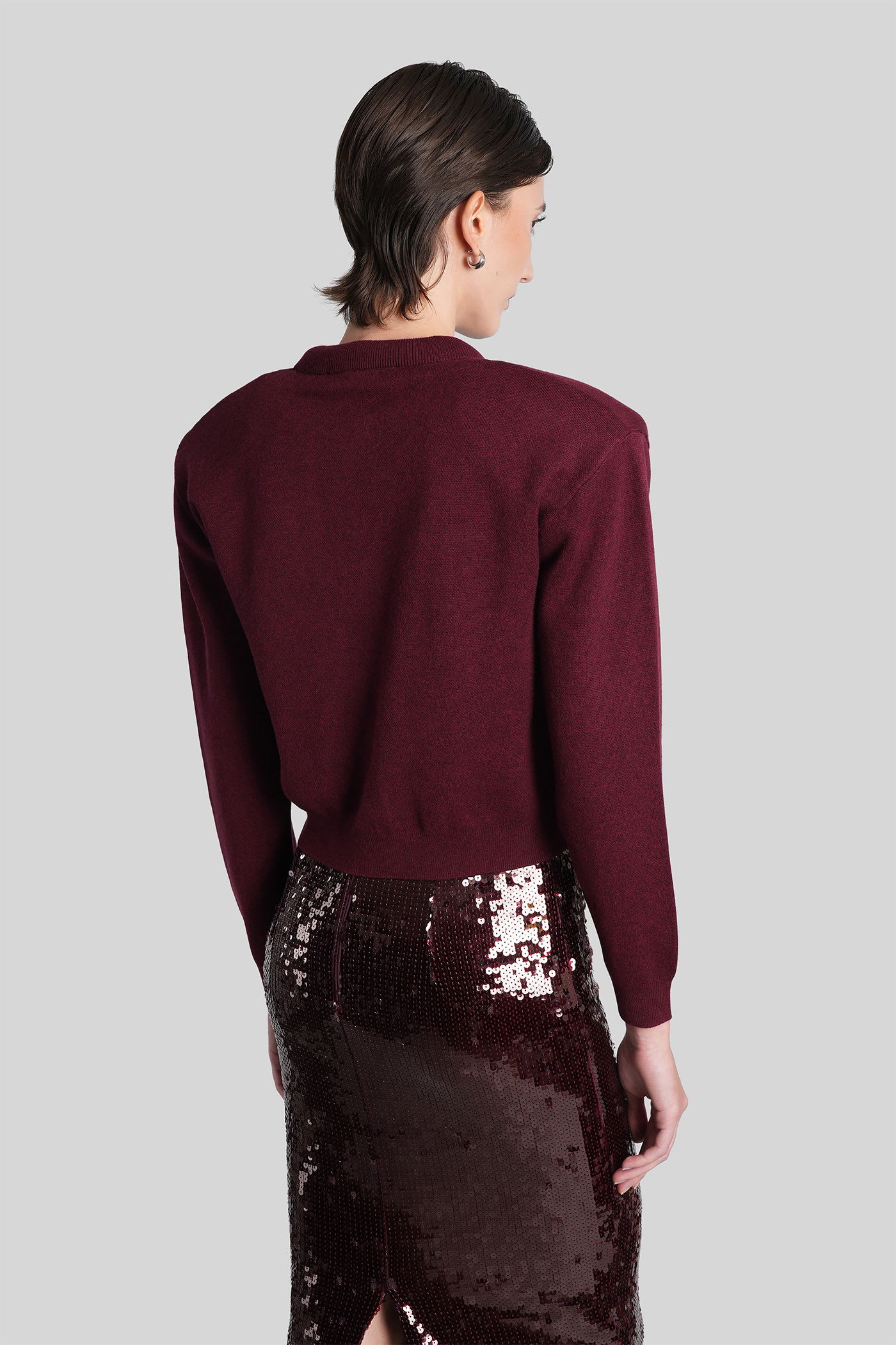 Rotate Birger Christensen Cardigan In Bordeaux Cotton In Multi