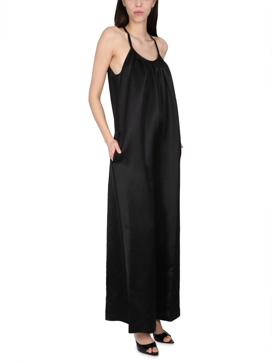 Shop Alysi Wide Satin Jumpsuit In Black