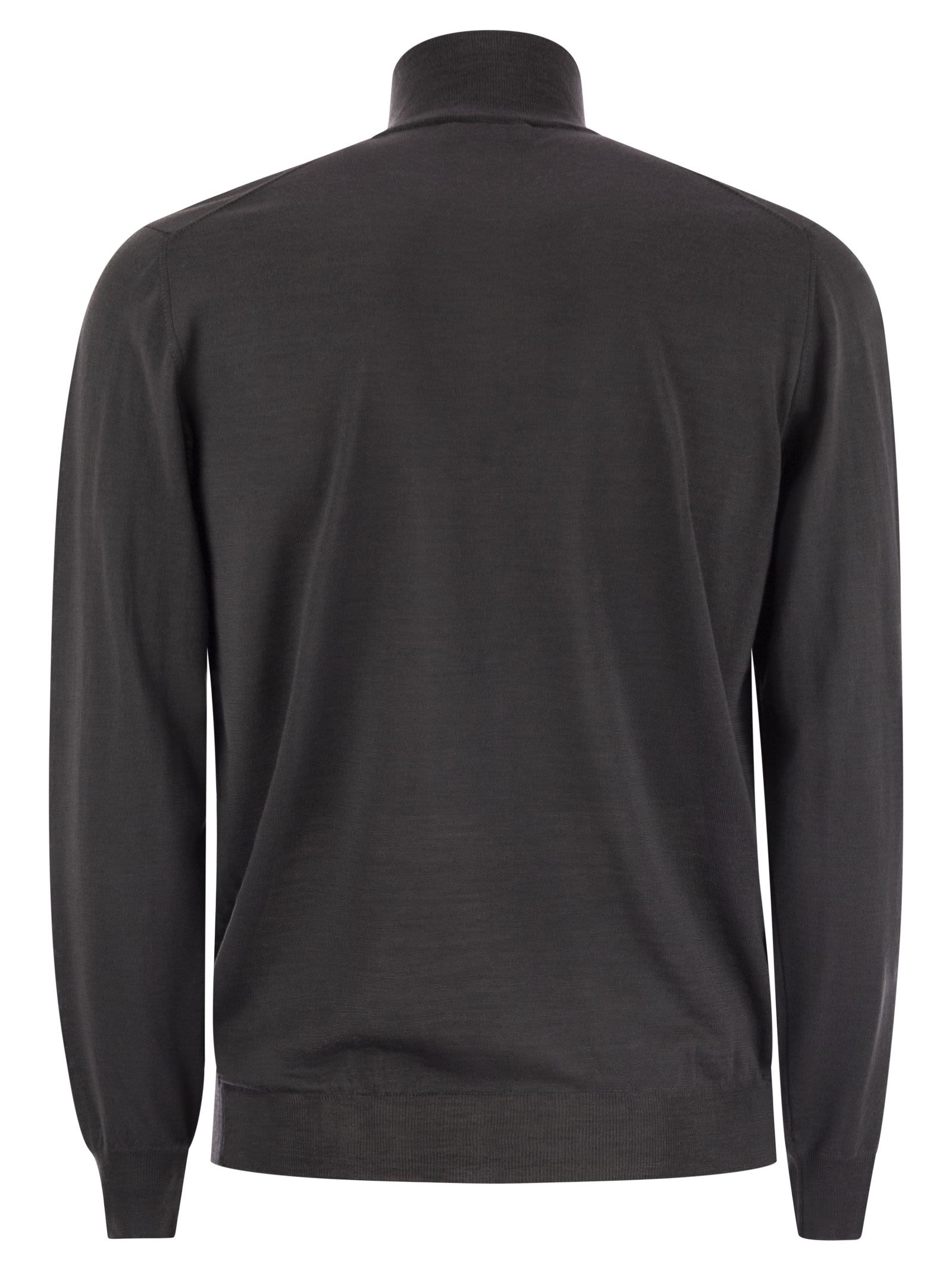 Fedeli Favonio Superfine Wool Half Zip Sweater In Gray