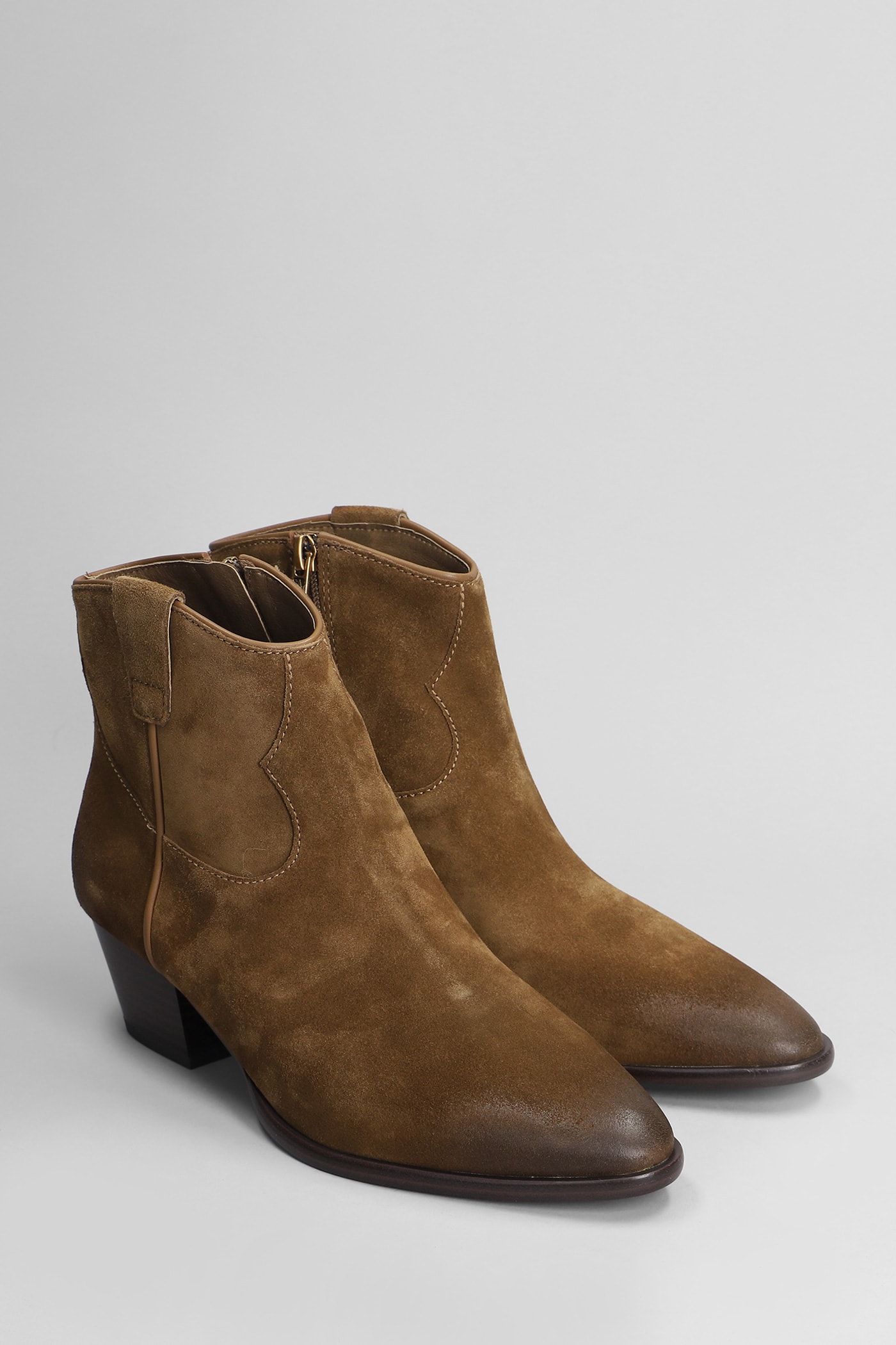 Shop Ash Fame Texan Ankle Boots In Leather Color Suede