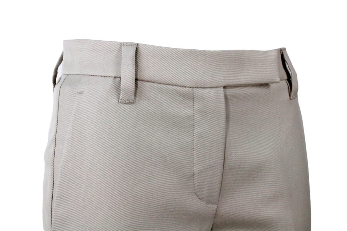 Brunello Cucinelli Cotton Trousers In Beige