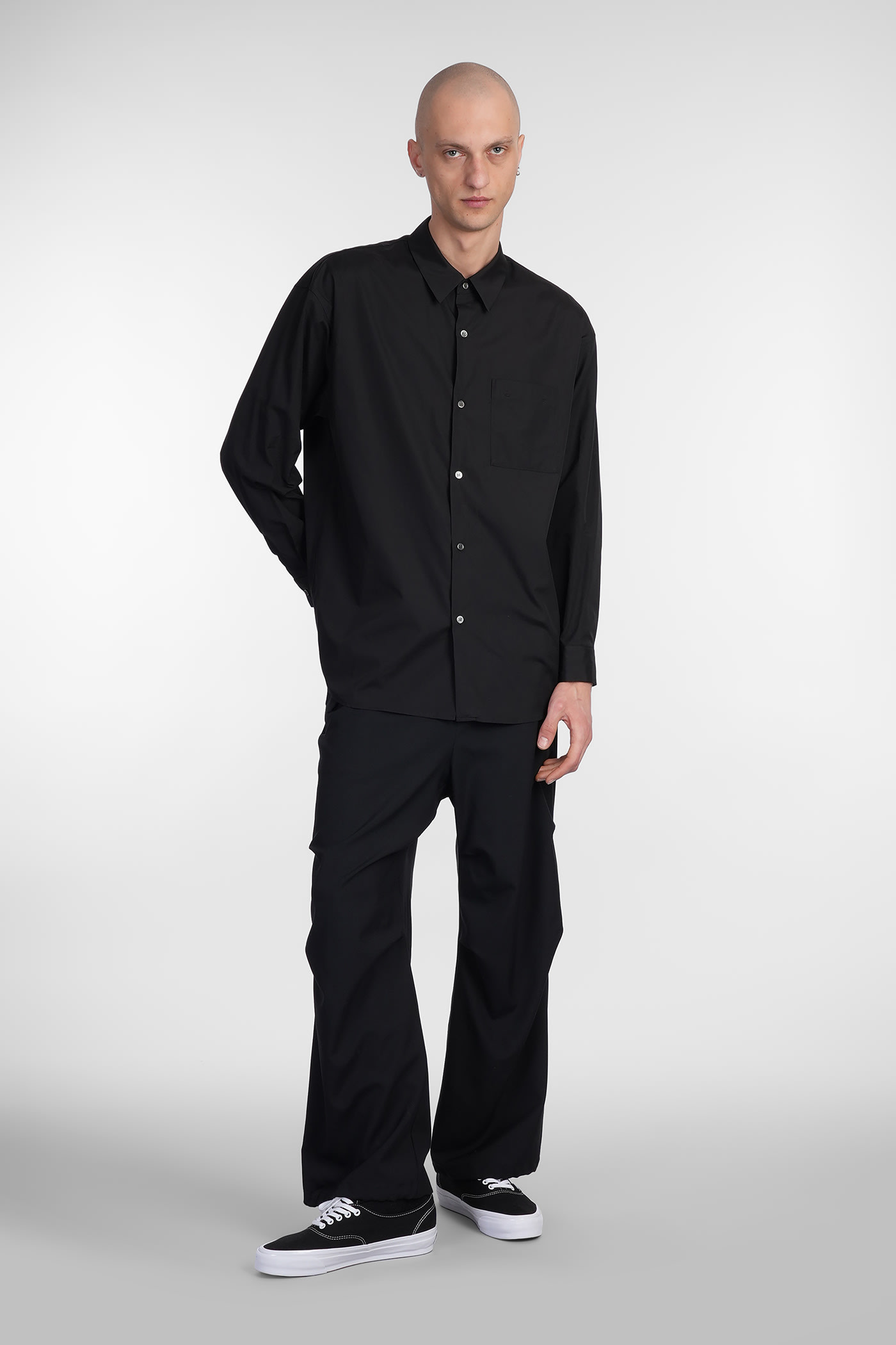 Attachment Shirt In Black Cotton In Black