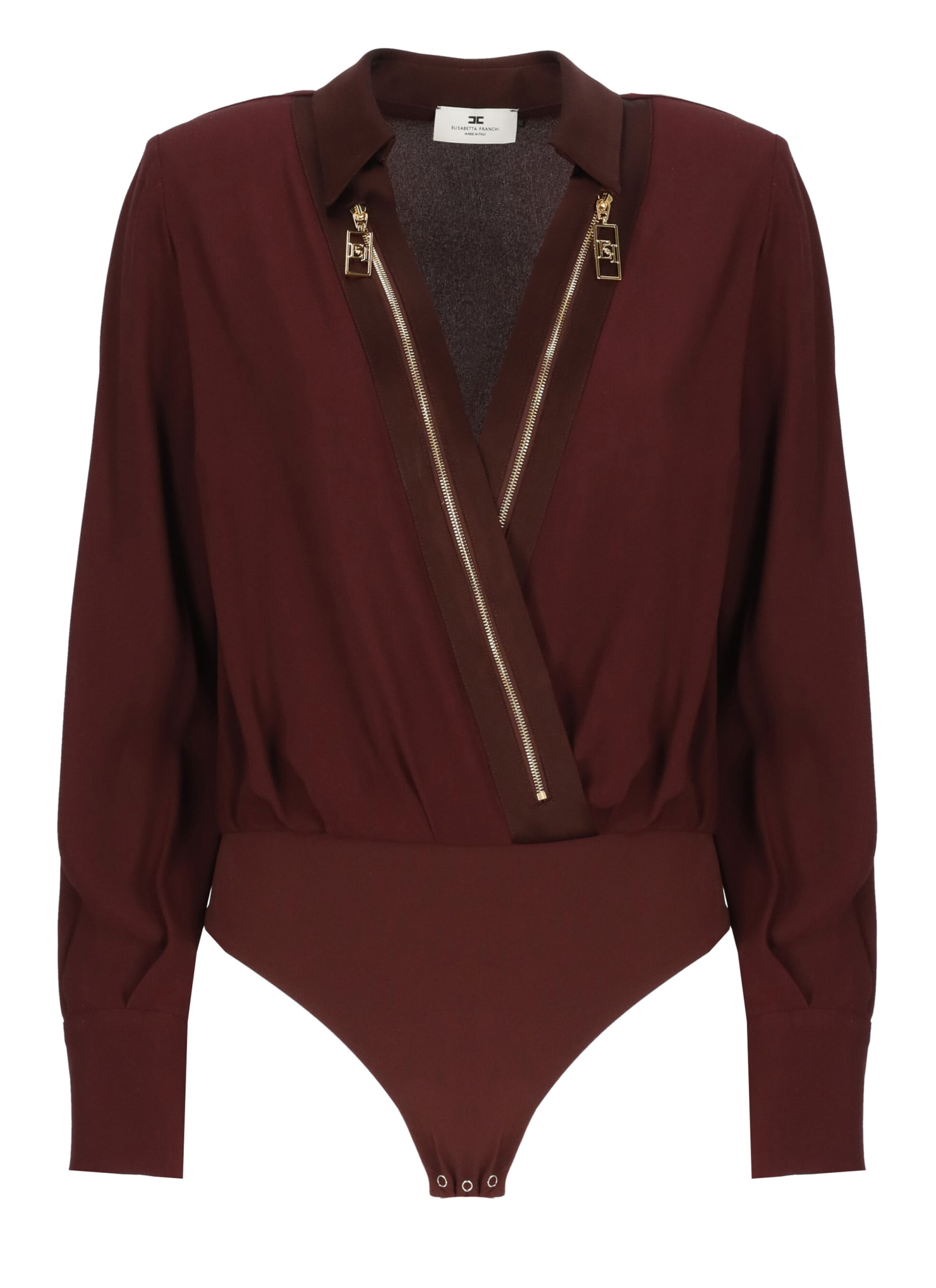 Shop Elisabetta Franchi Viscose Body Shirt In Bordeaux