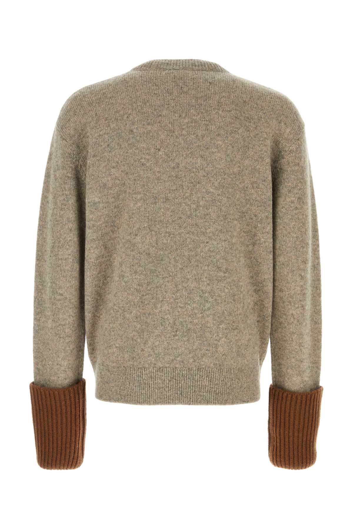 Shop Dries Van Noten Melange Dove Grey Wool Oversize Mumu Sweater In Greymelange