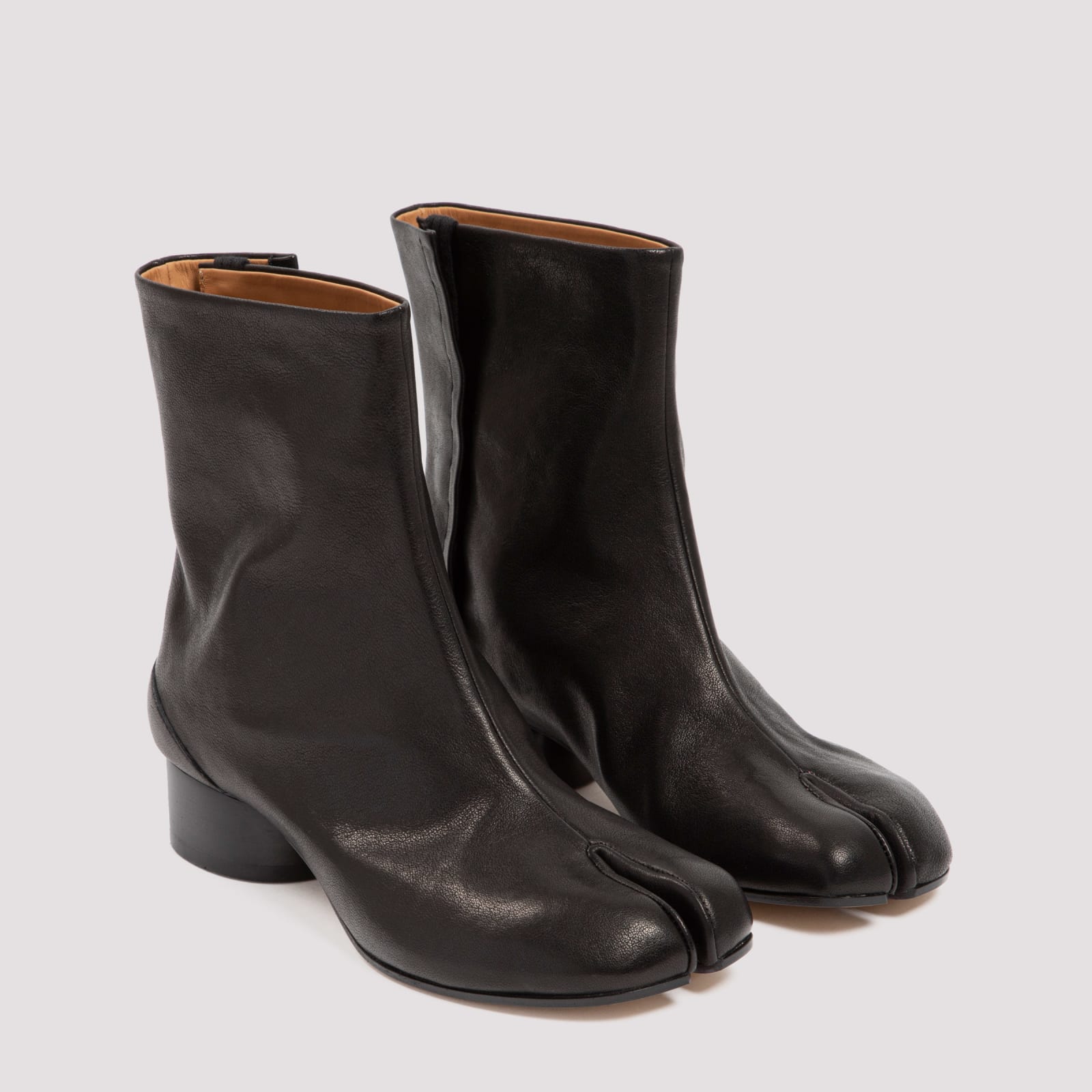 Shop Maison Margiela Tabi Leather Boots In Black