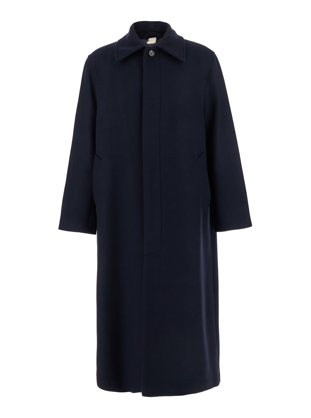 Sunflower Blue Coat With Classic Collar And Wide Sleeves In Wool Blend Man In Blue