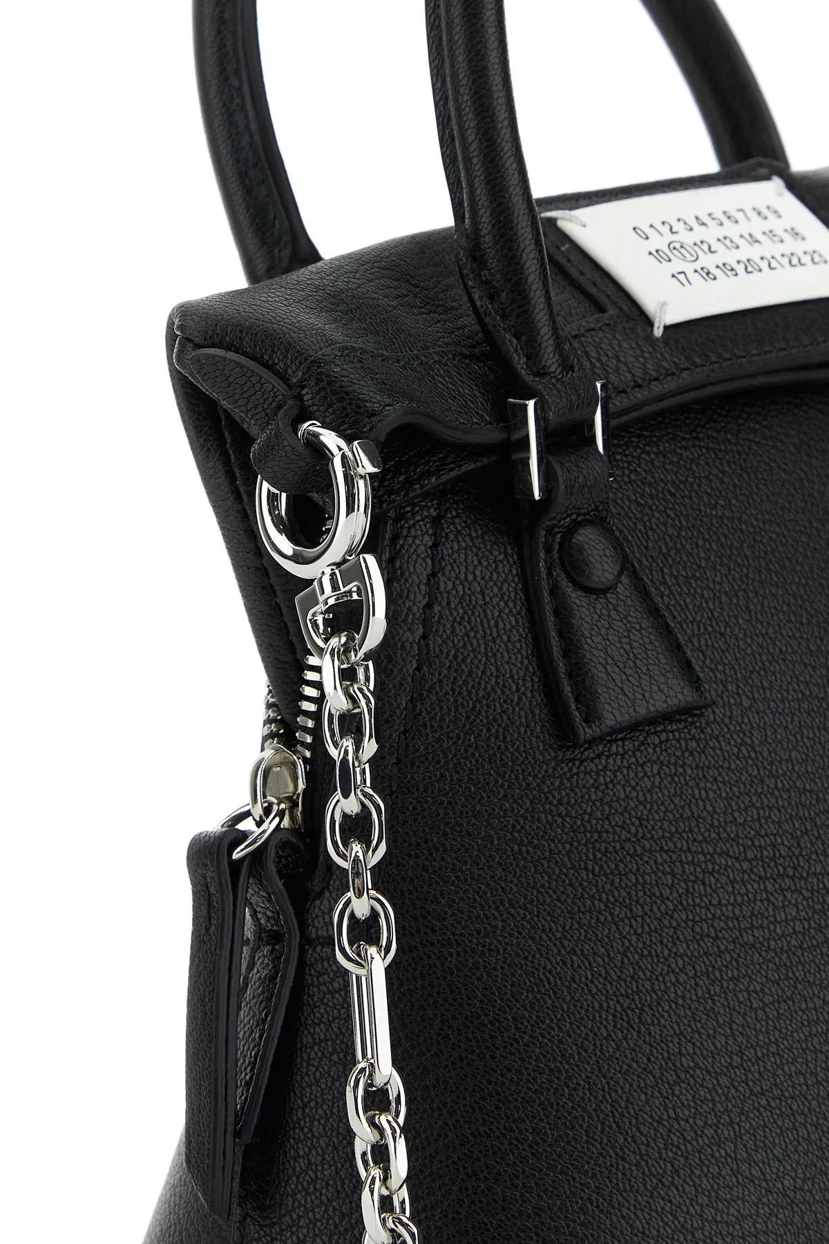 Shop Maison Margiela Black Leather Micro 5ac Handbag In Nero