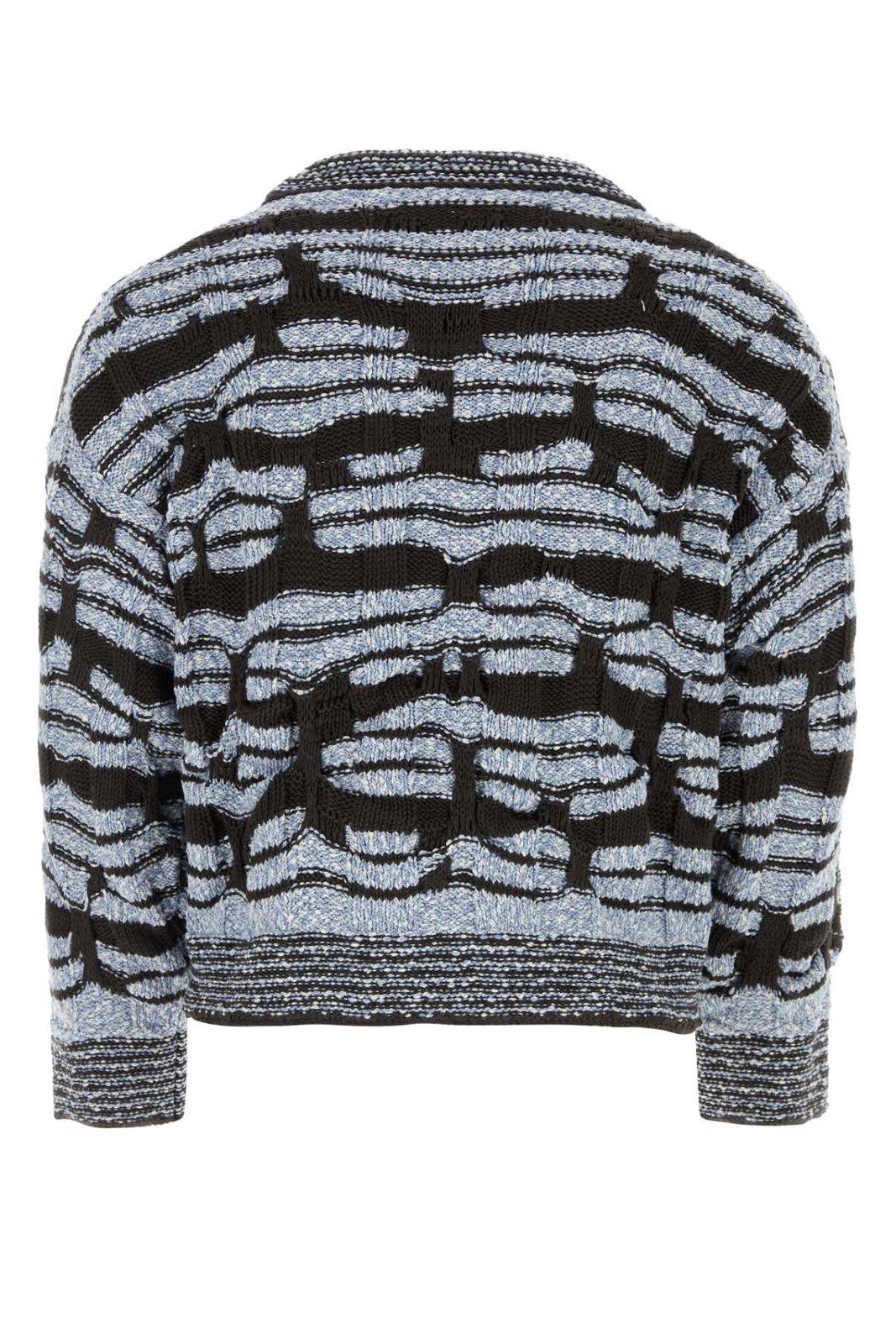 Shop Bottega Veneta All-over Patterned Round Neck Sweater In Admiral Fondant