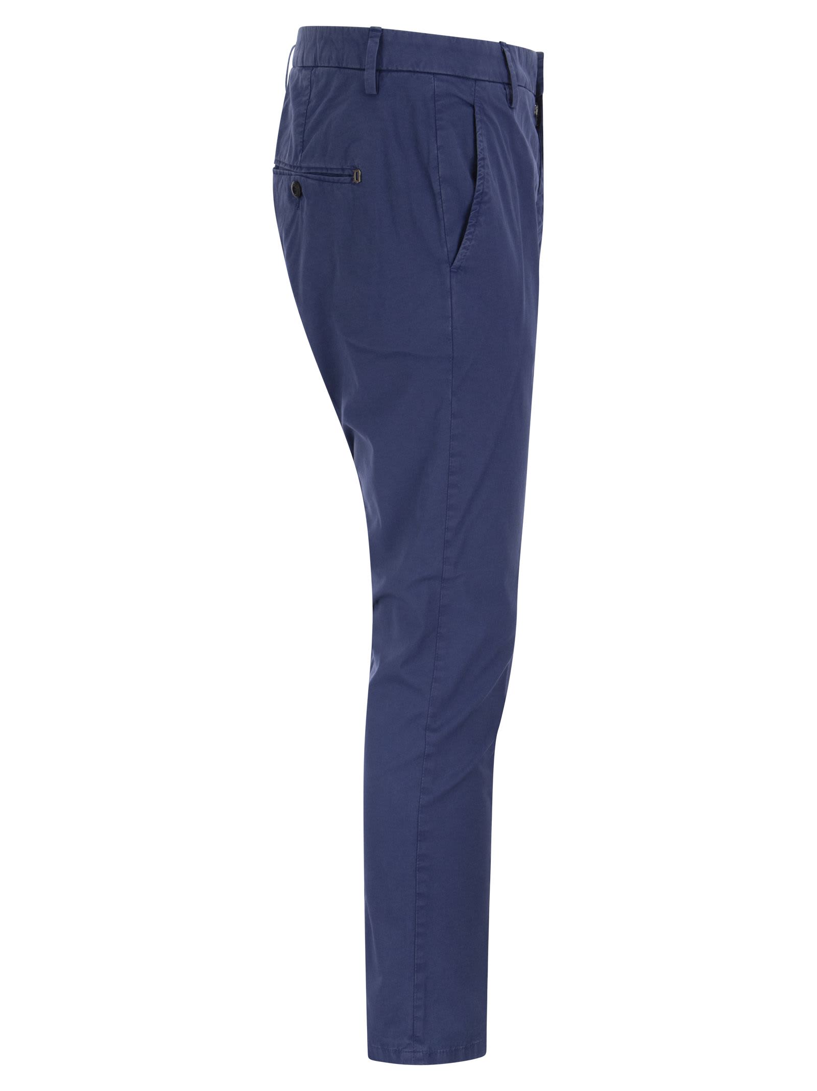 Shop Dondup Alfredo - Slim-fit Cotton Trousers In Bluette