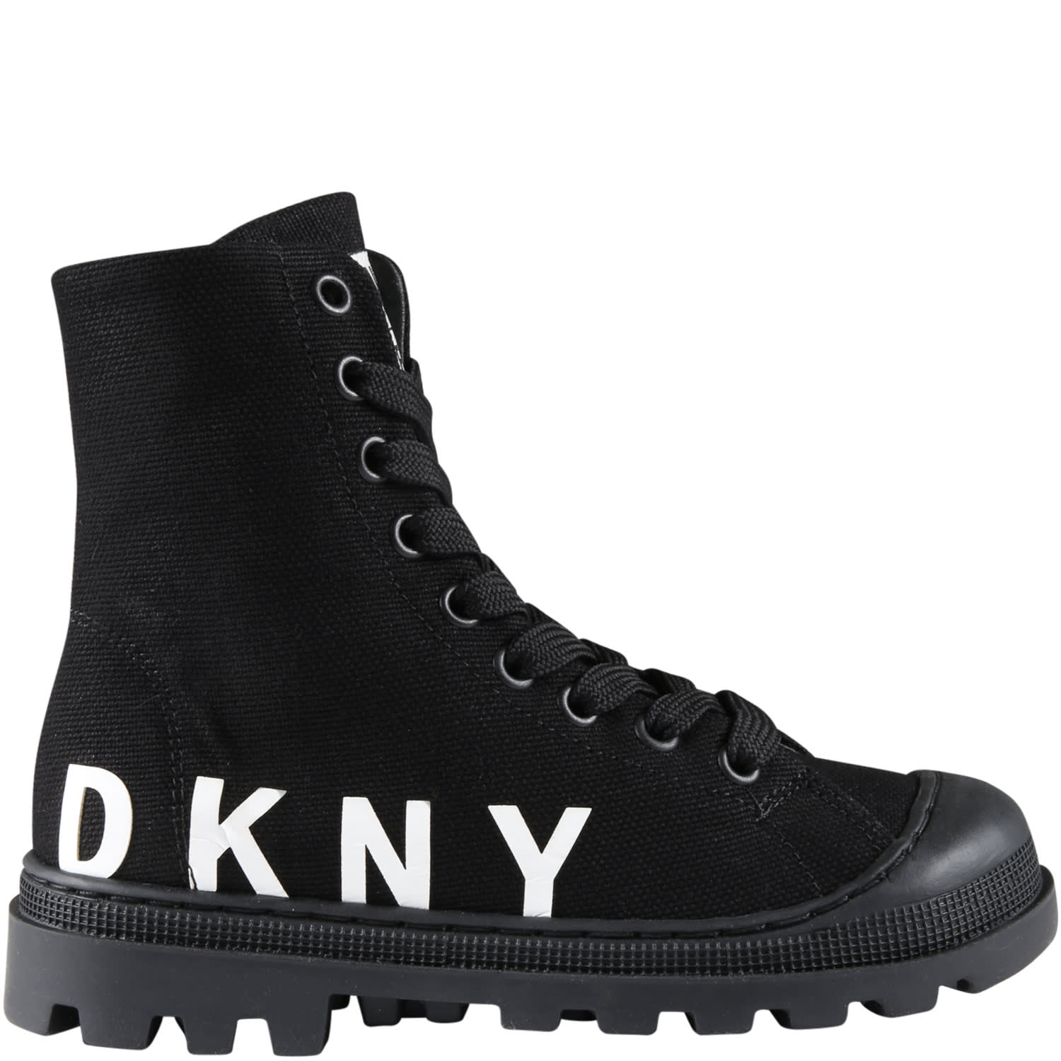 Dkny Kids' Black Sneakers For Girl With White Logo
