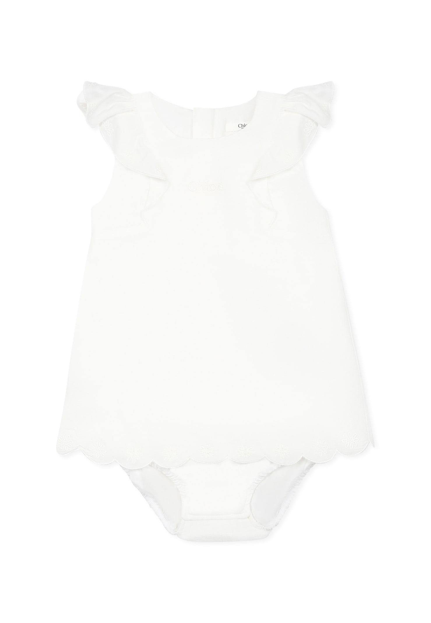 Shop Chloé White Romper For Baby Girl With Logo