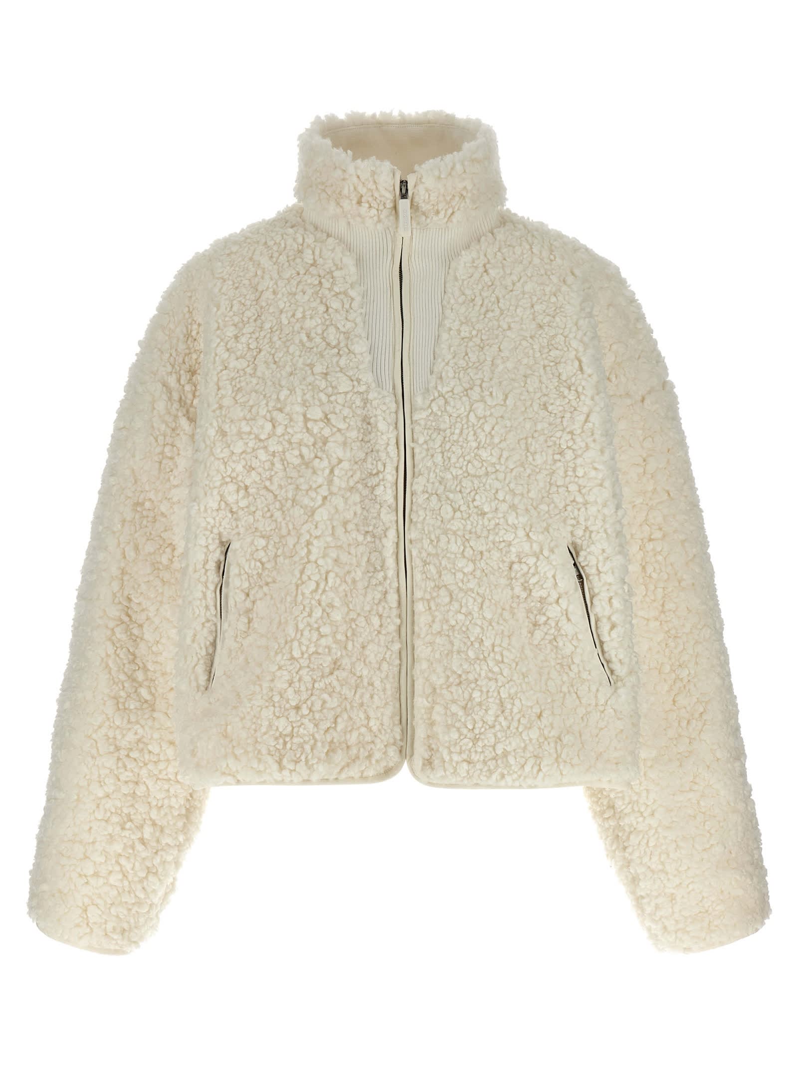Entire Studios Teddy-effect Fabric Jacket With Ribbed Knit Details In Neutral