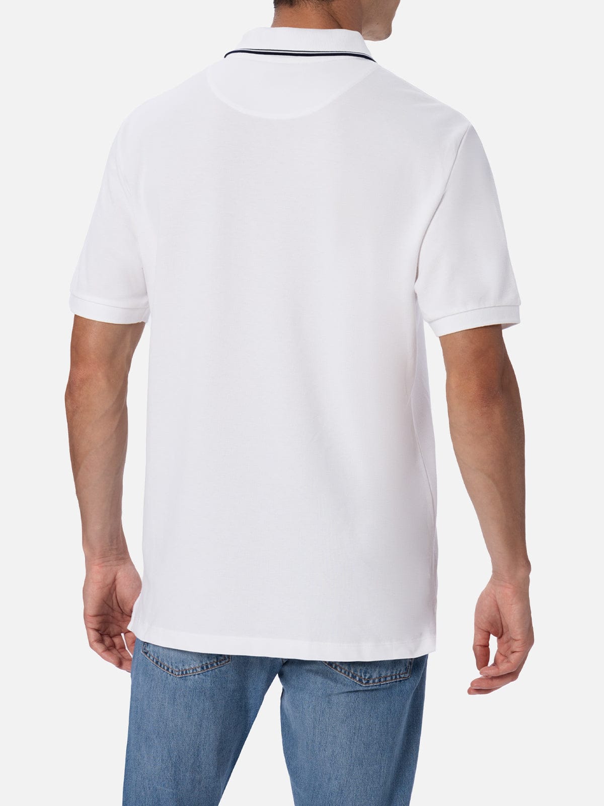 MC2 SAINT BARTH MAN WHITE COTTON PIQUET POLO SHIRT BEVERLY HILLS