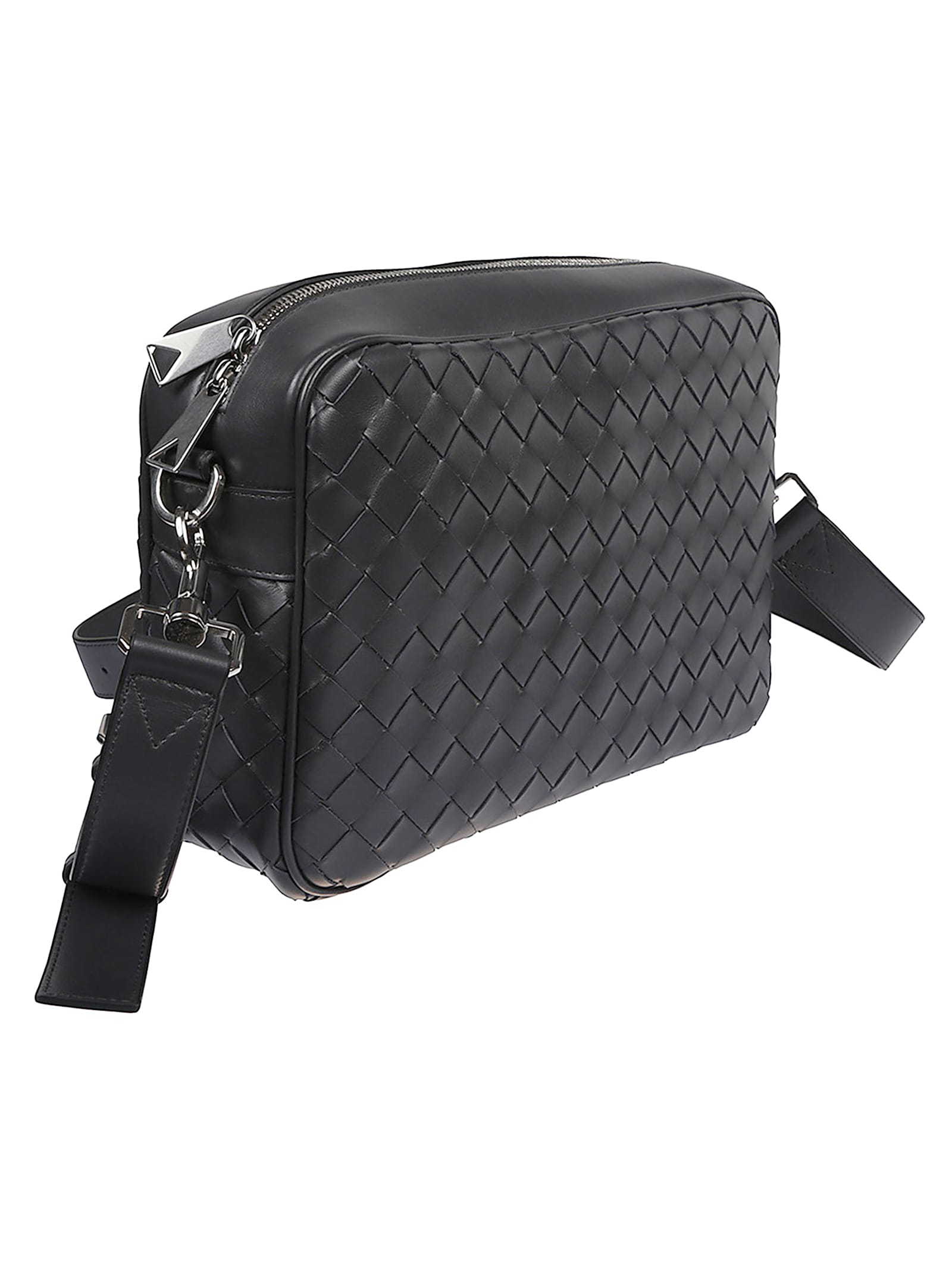 Bottega Veneta Braided Camera Bag In Black