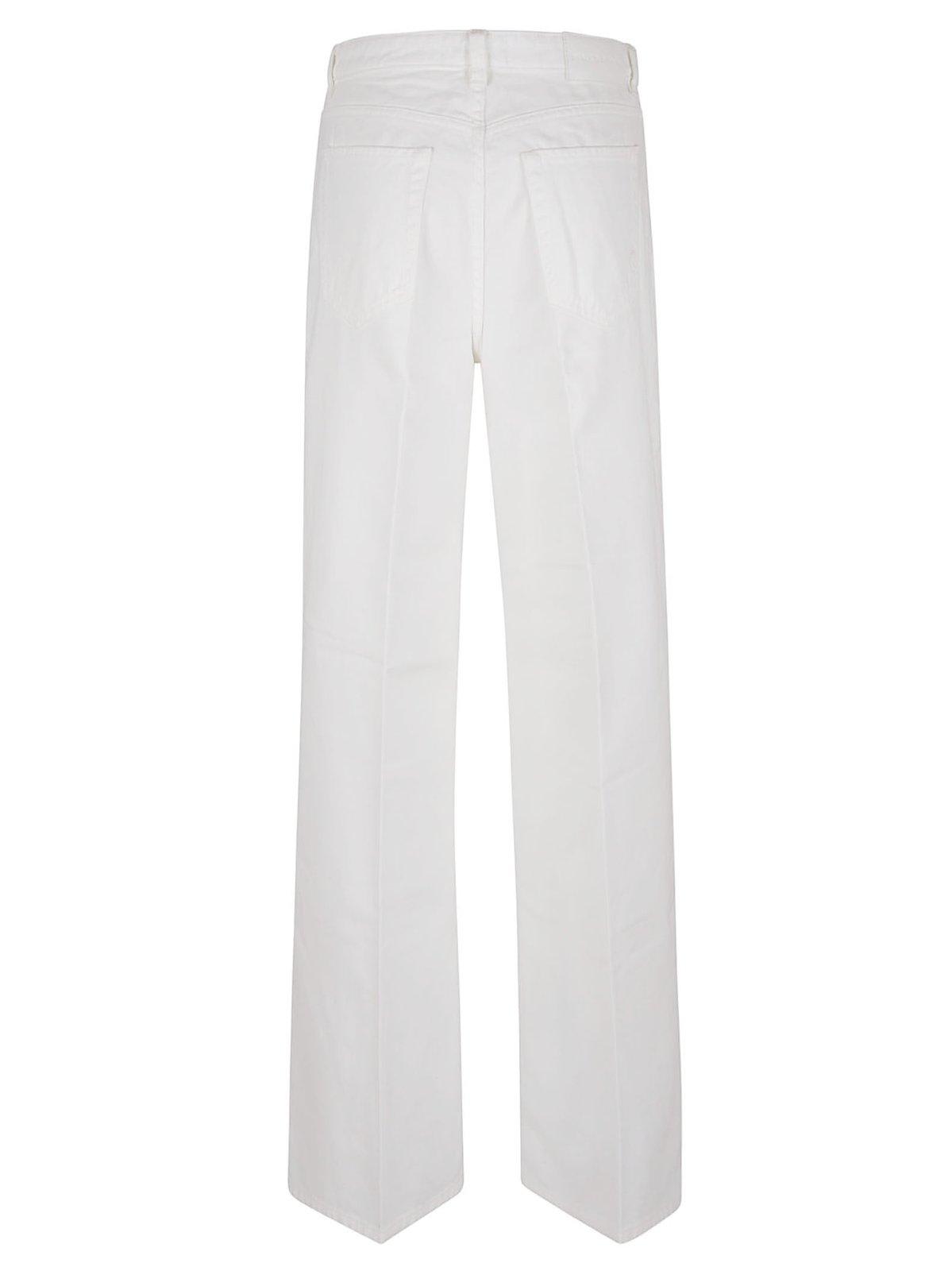 Shop Pinko High-waist Wide-leg Pleat-detailed Jeans In White