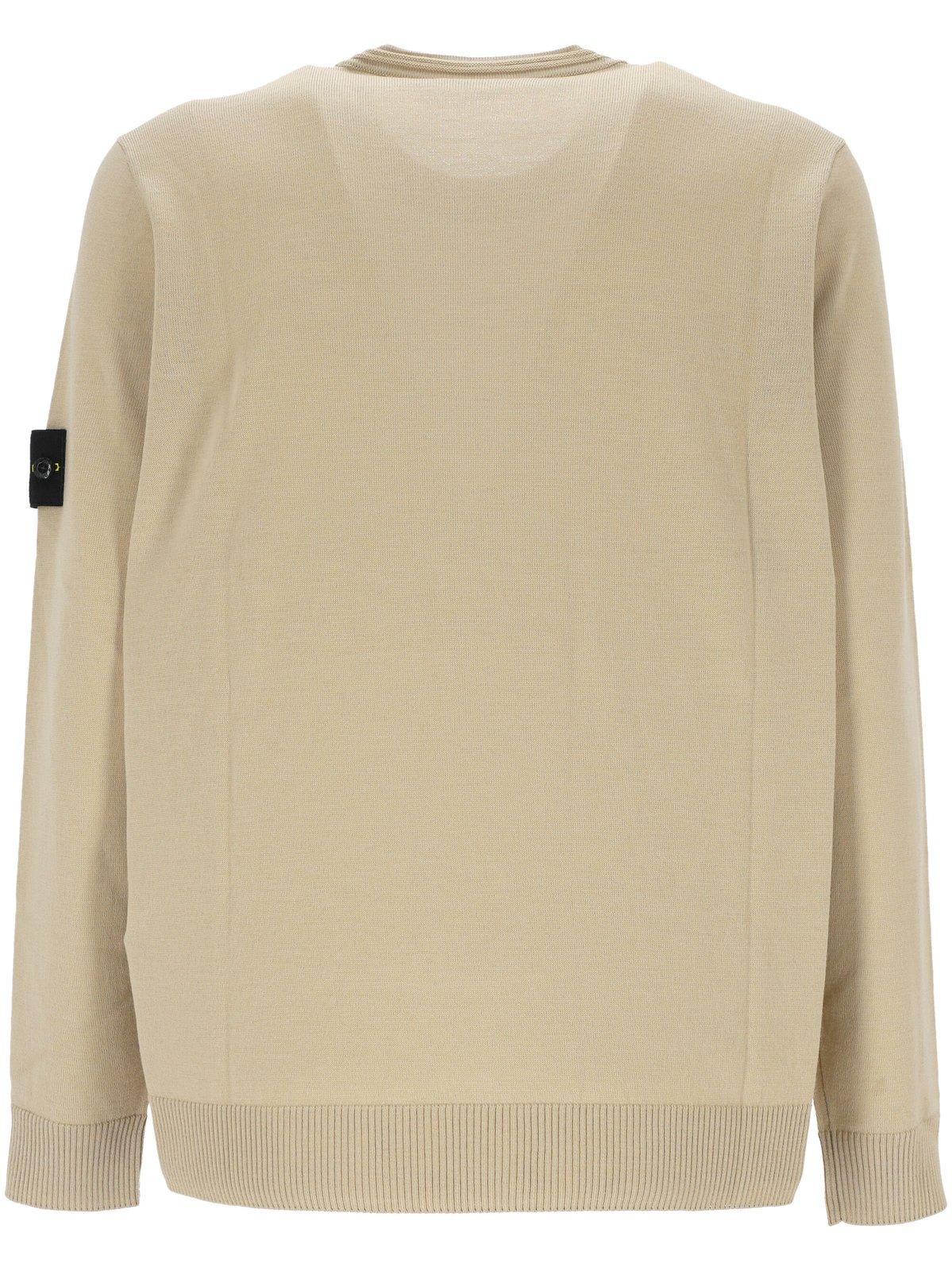 Shop Stone Island Logo Patch Crewneck Jumper In Stucco