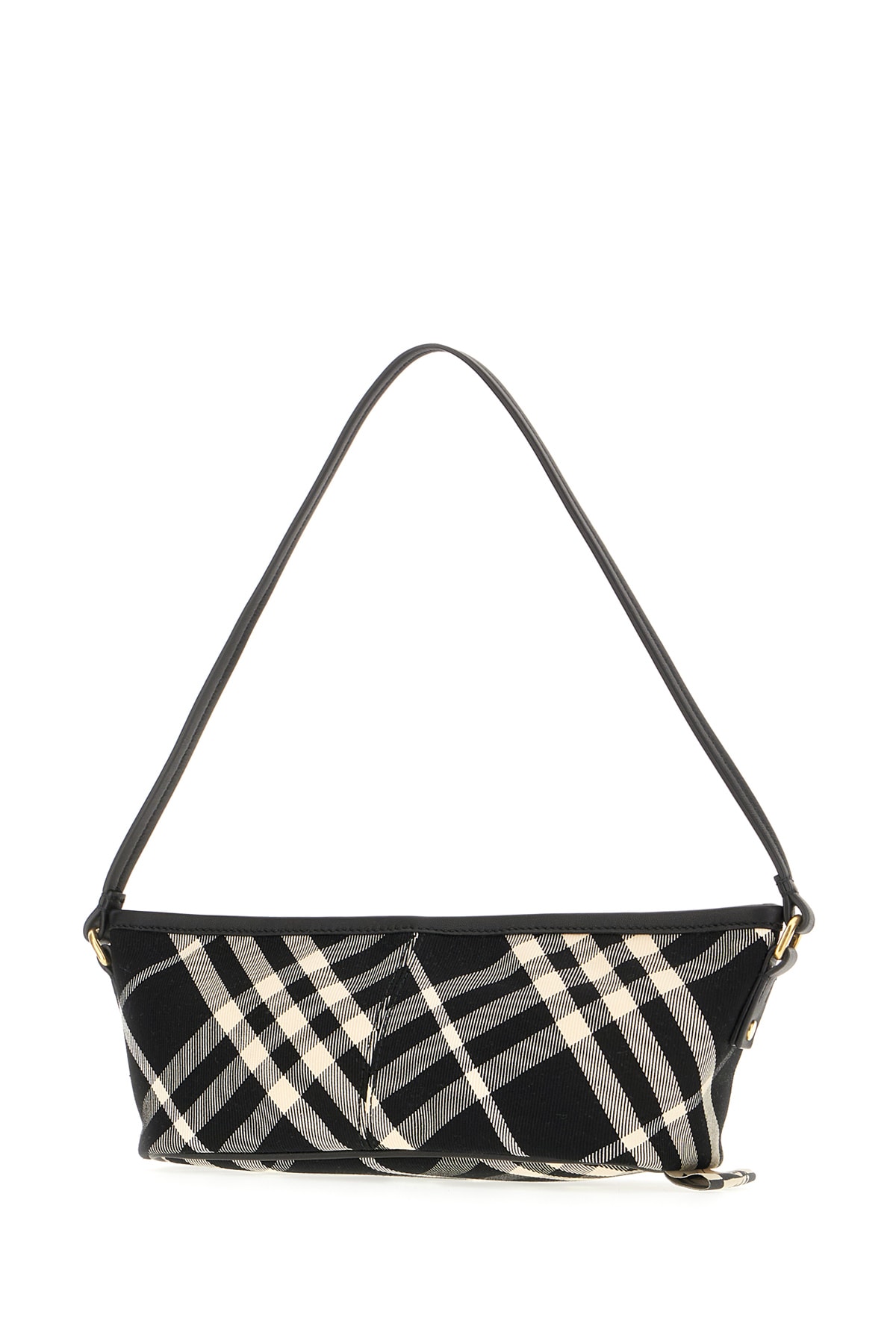 Shop Burberry Embroidered Cotton Mini Check Shoulder Bag In Black/calico