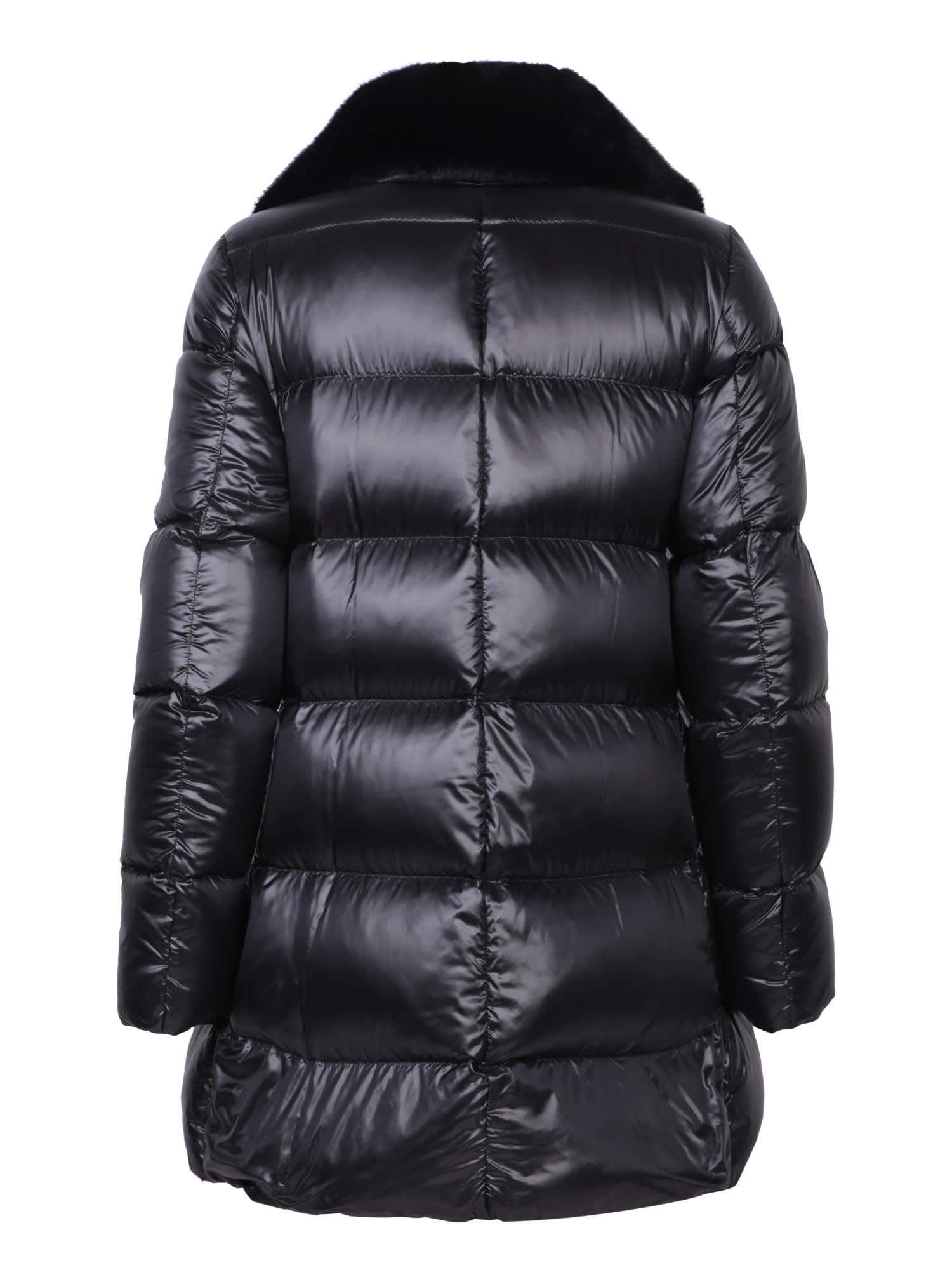 Shop Herno Ashape Nylon And Fur Black Coat