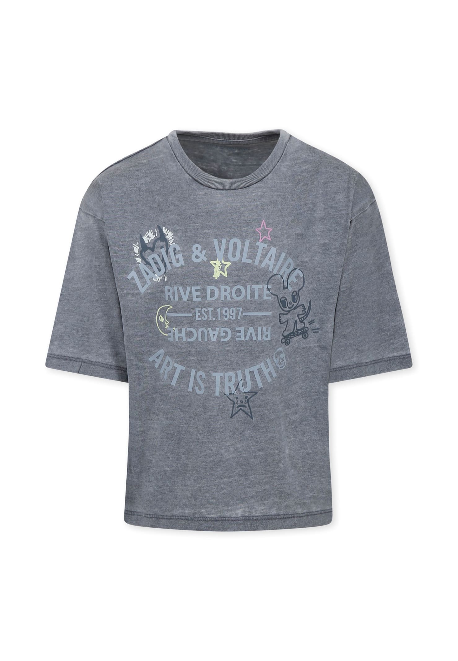Shop Zadig & Voltaire Grey T-shirt For Girl With Logo