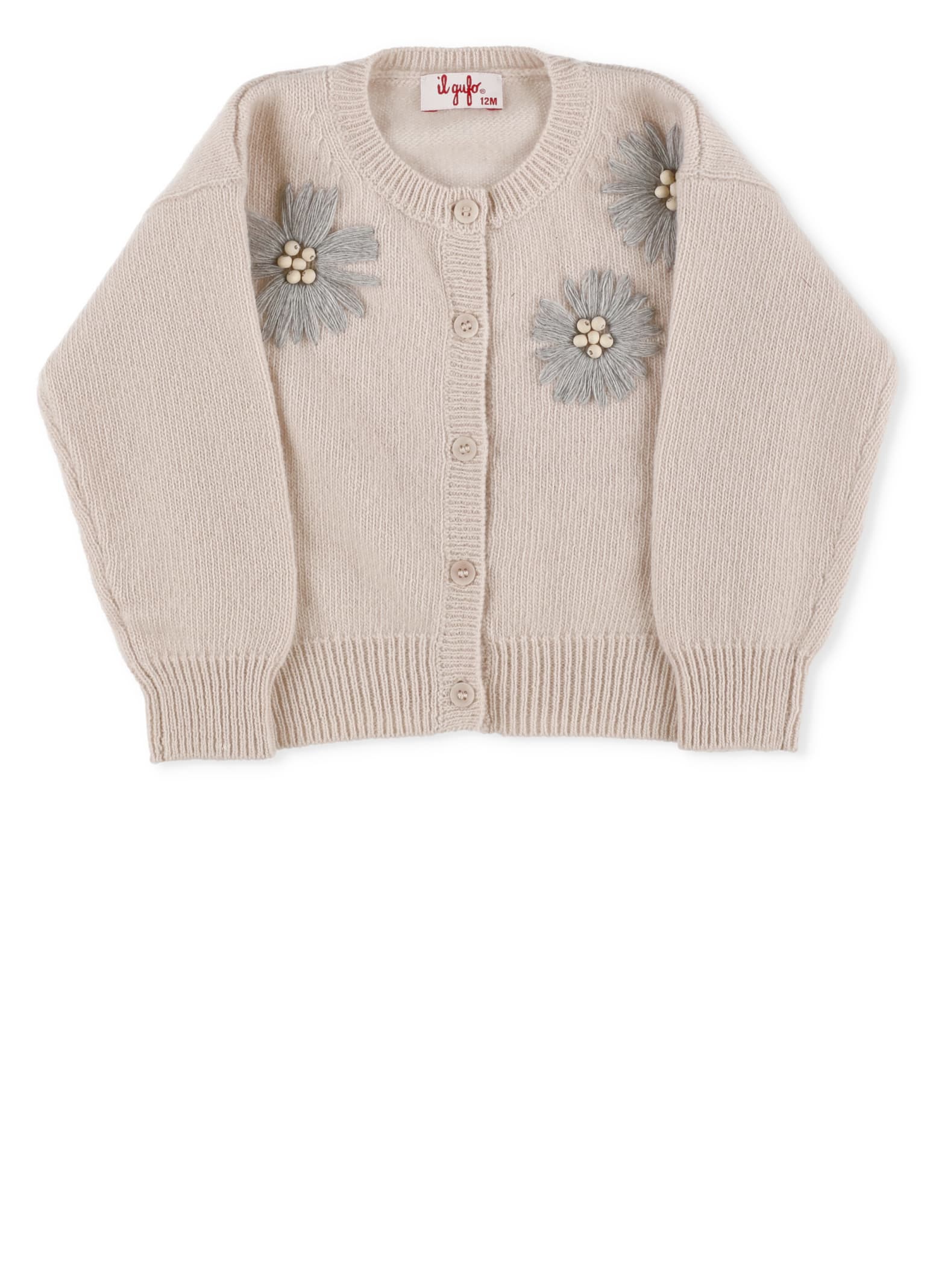 Il Gufo Embroidered Flowers Cardigan