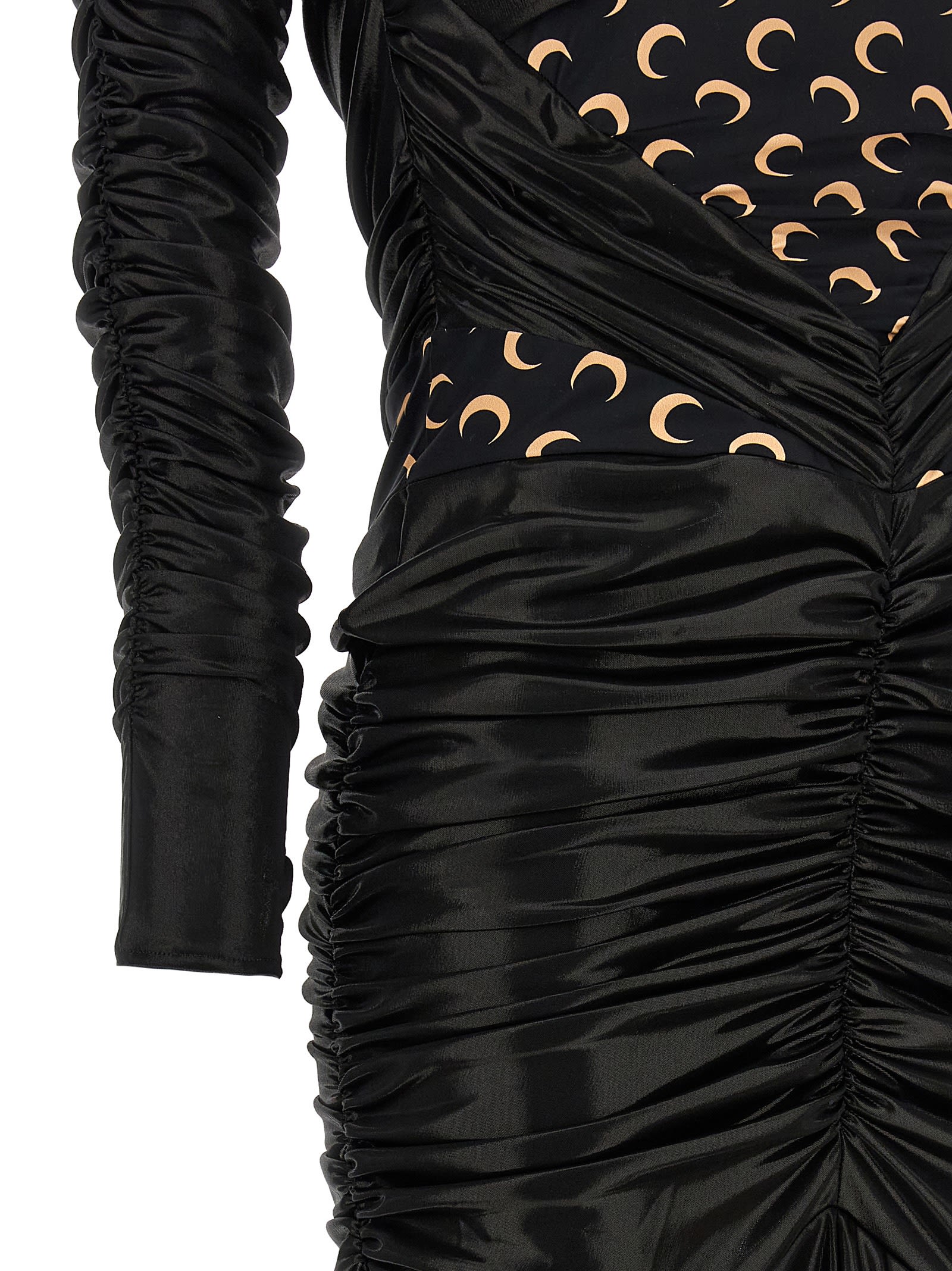 Marine Serre All Over Moon Ruched Jersey Midi Dress In Inversetan