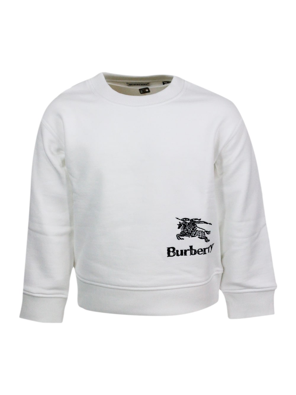 Burberry Long-sleeved Crew-neck Sweatshirt In Fine Cotton With Logo On The Front