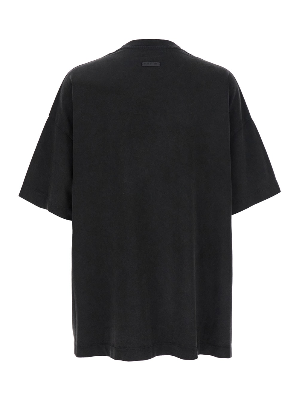 Shop Fear Of God Blackt-shirt With Front Logo Print In Cotton Man