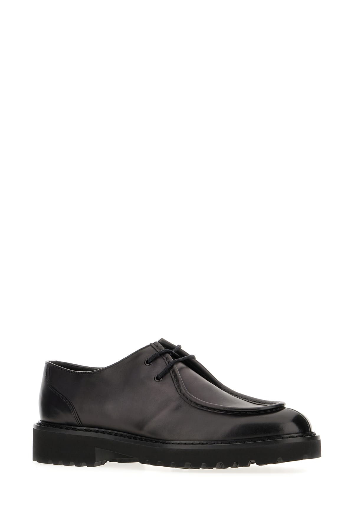 Shop Doucal's Black Leather Lace-up Shoes In Grafite