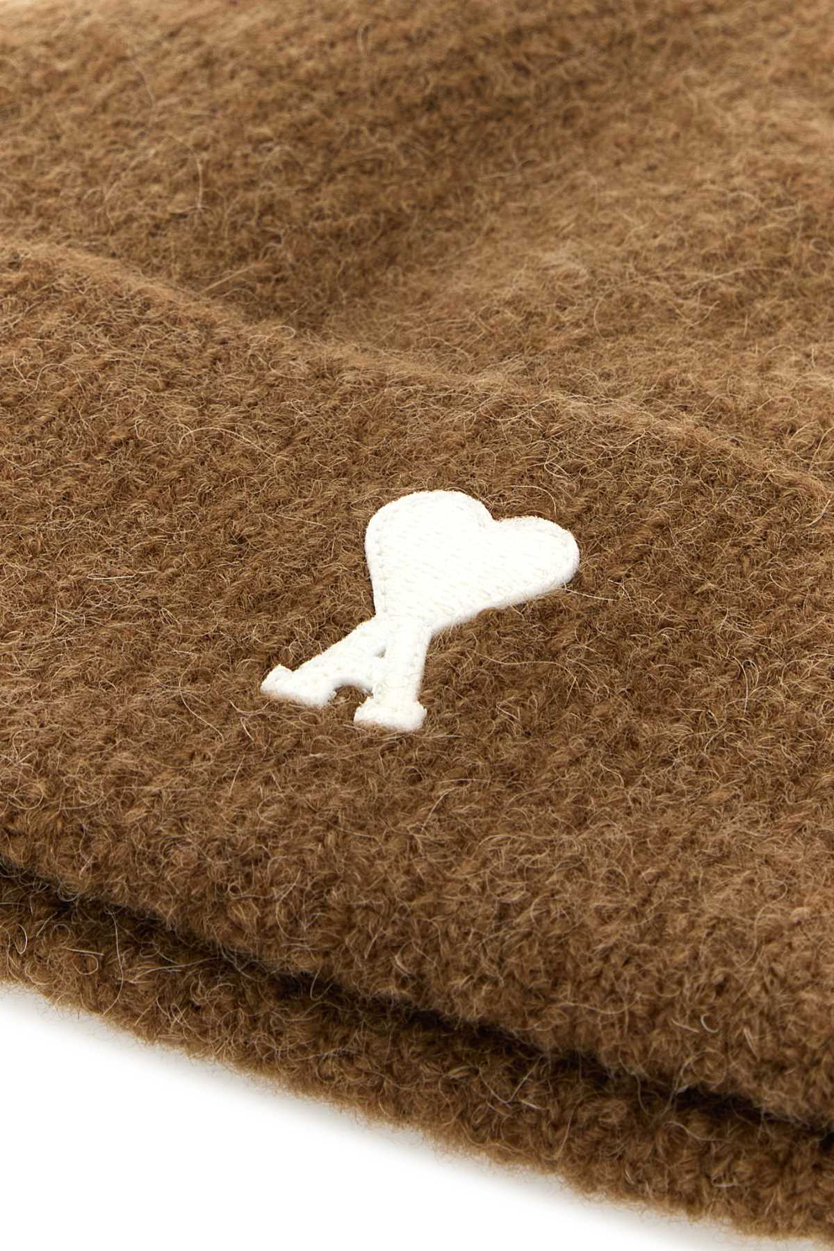 Ami Alexandre Mattiussi Ami Brown Stretch Alpaca Blend Beanie In Brown