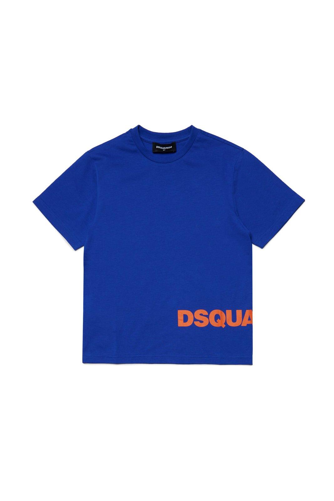 Dsquared2 Kids' Logo-printed Crewneck T-shirt In Deep Ultramarine