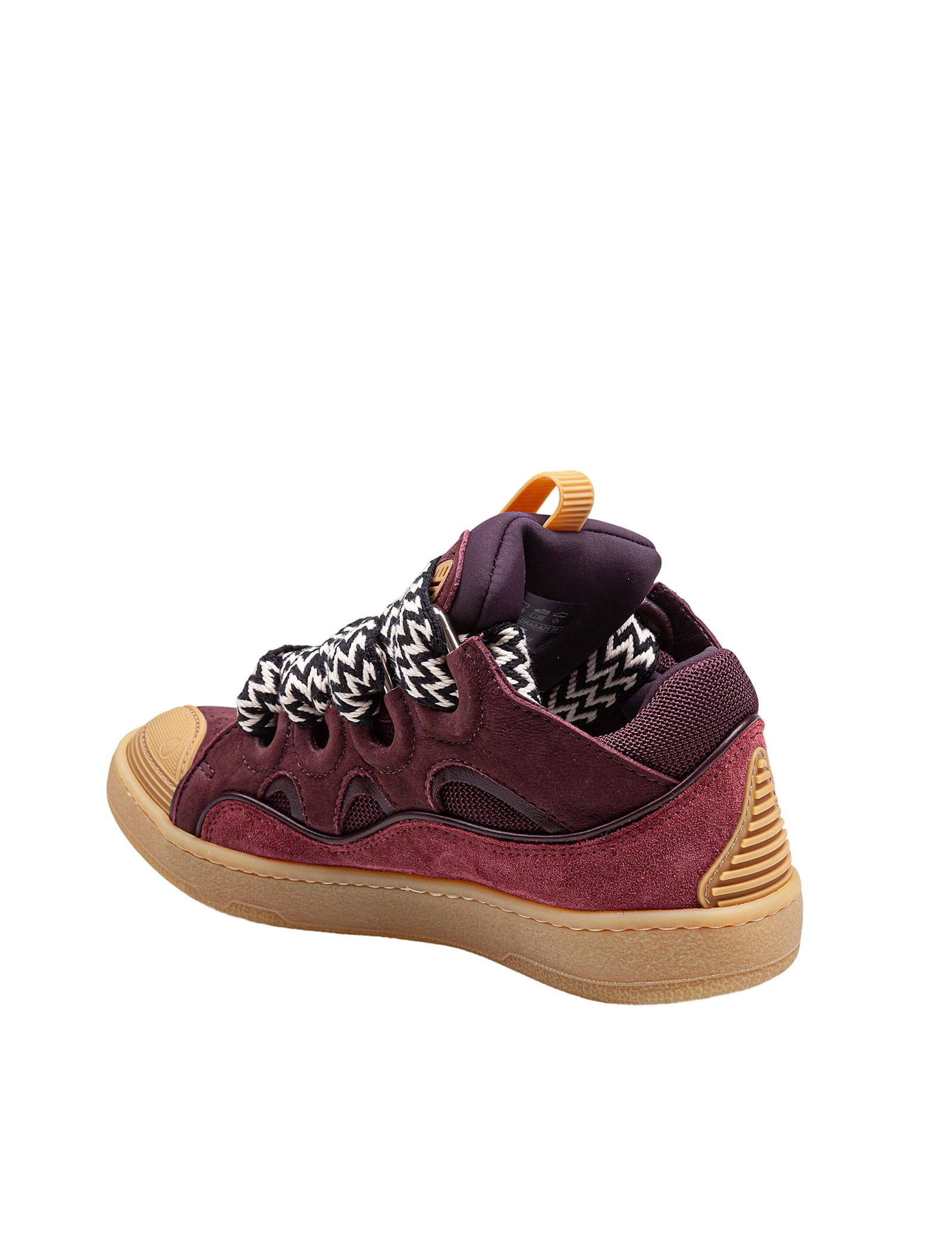 Lanvin Curb Suede And Fabric Sneaker Color Bordeaux In Burgundy